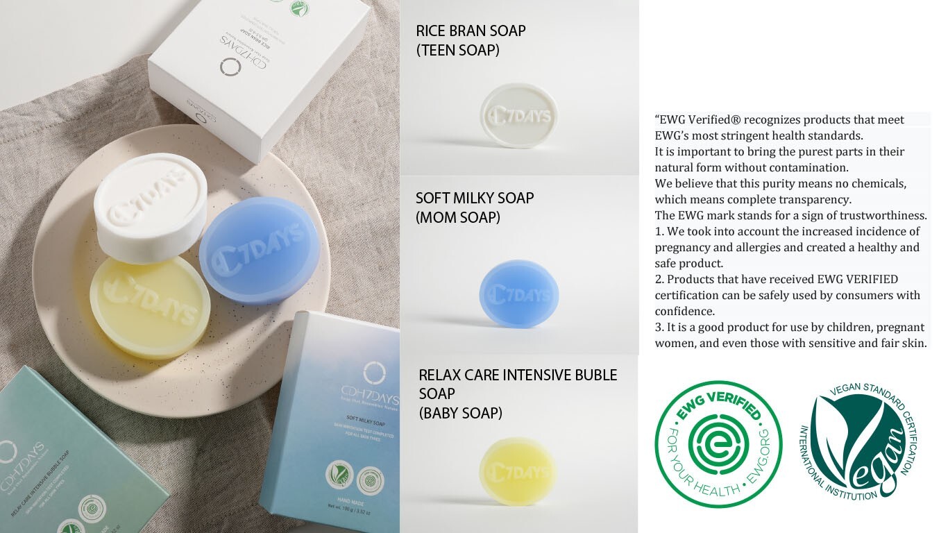 CDH7DAYS Handmade Soap, EWG Verified, Vegan Certified, Natural, Fragrance-Free