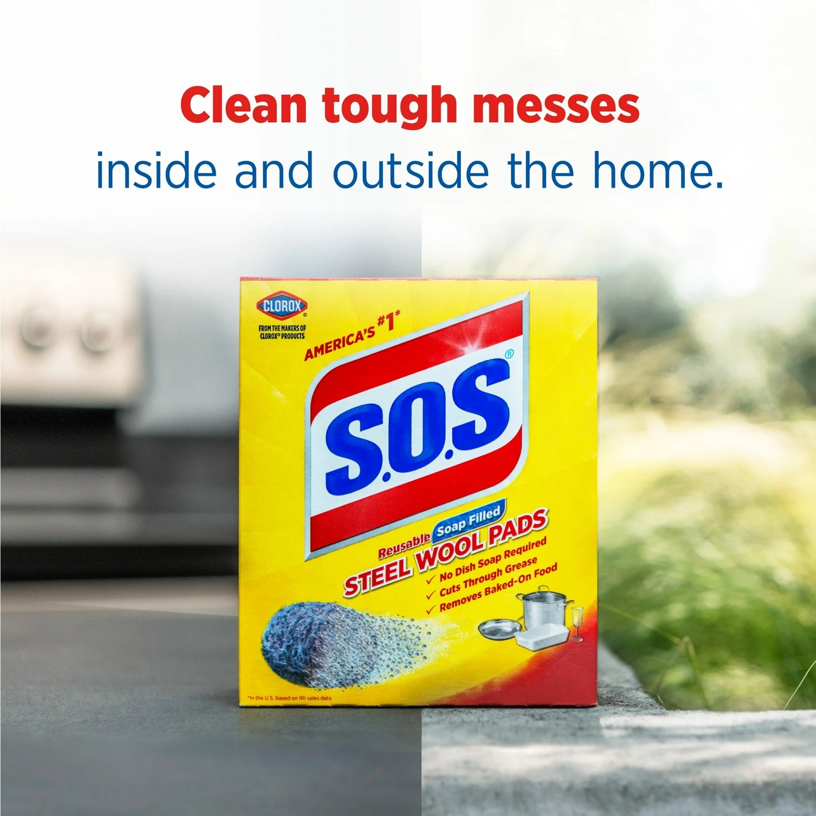 S.O.S Steel Wool Soap Pads 10 Count – Pack of 6 (Total 60 Pads)