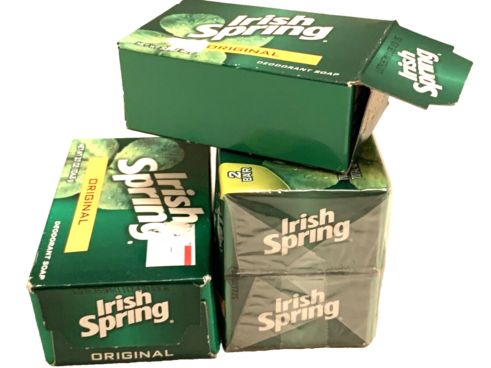 Irish Spring ORIGINAL Clean Deodorant LOT OF 4 Vtg 3.2-3.7oz Bar Soap NOS NEW