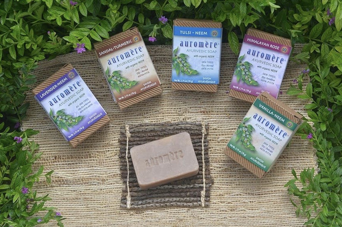 Auromere Ayurvedic Sandal Turmeric Soap 2.75 oz Vegan Neem – 6 Pack