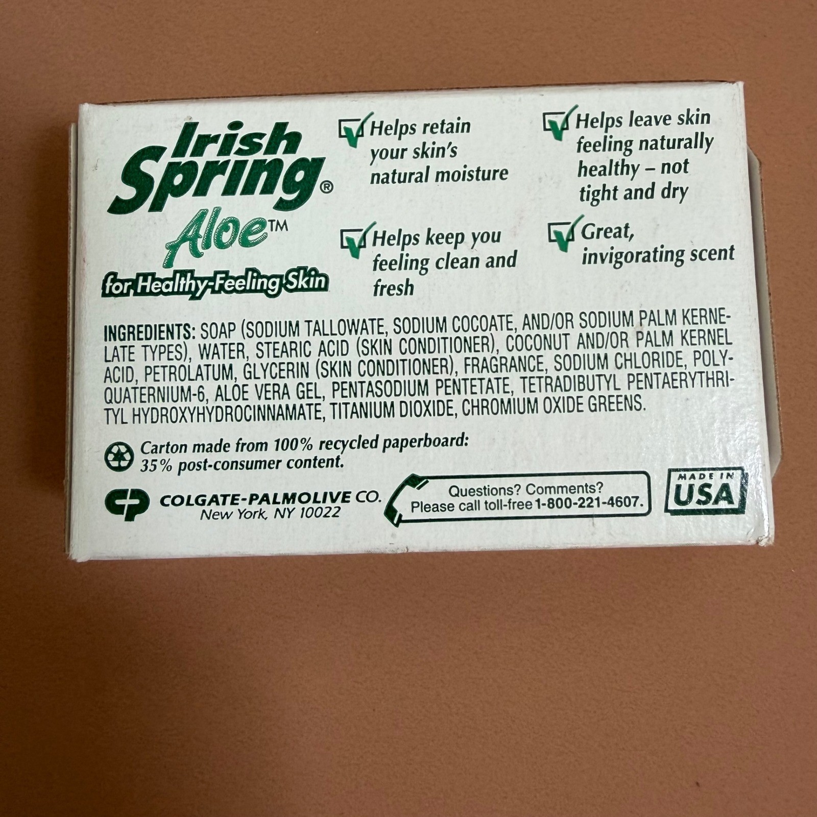 Irish Spring Aloe Deodorant Soap Trial Size Bar 2.5 oz 70.8g Fresh Scent USA