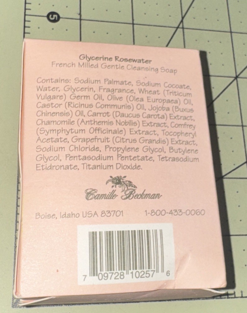 CAMILLE BECKMAN FRENCH MILLED GENTLE CLEANSING SOAPS Glycerine Rosewater