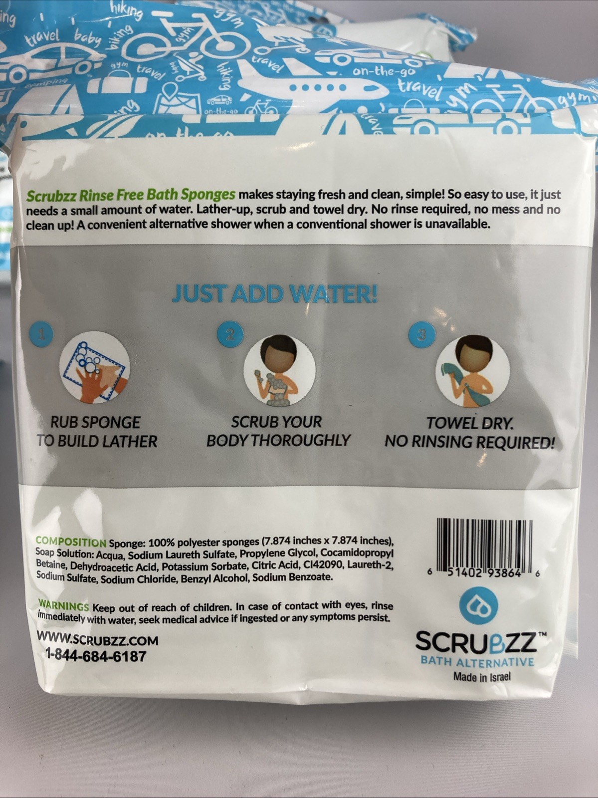 4 Packs Of 25 Scrubzz Disposable Rinse Free Bathing Wipes All-in-1 Single Use