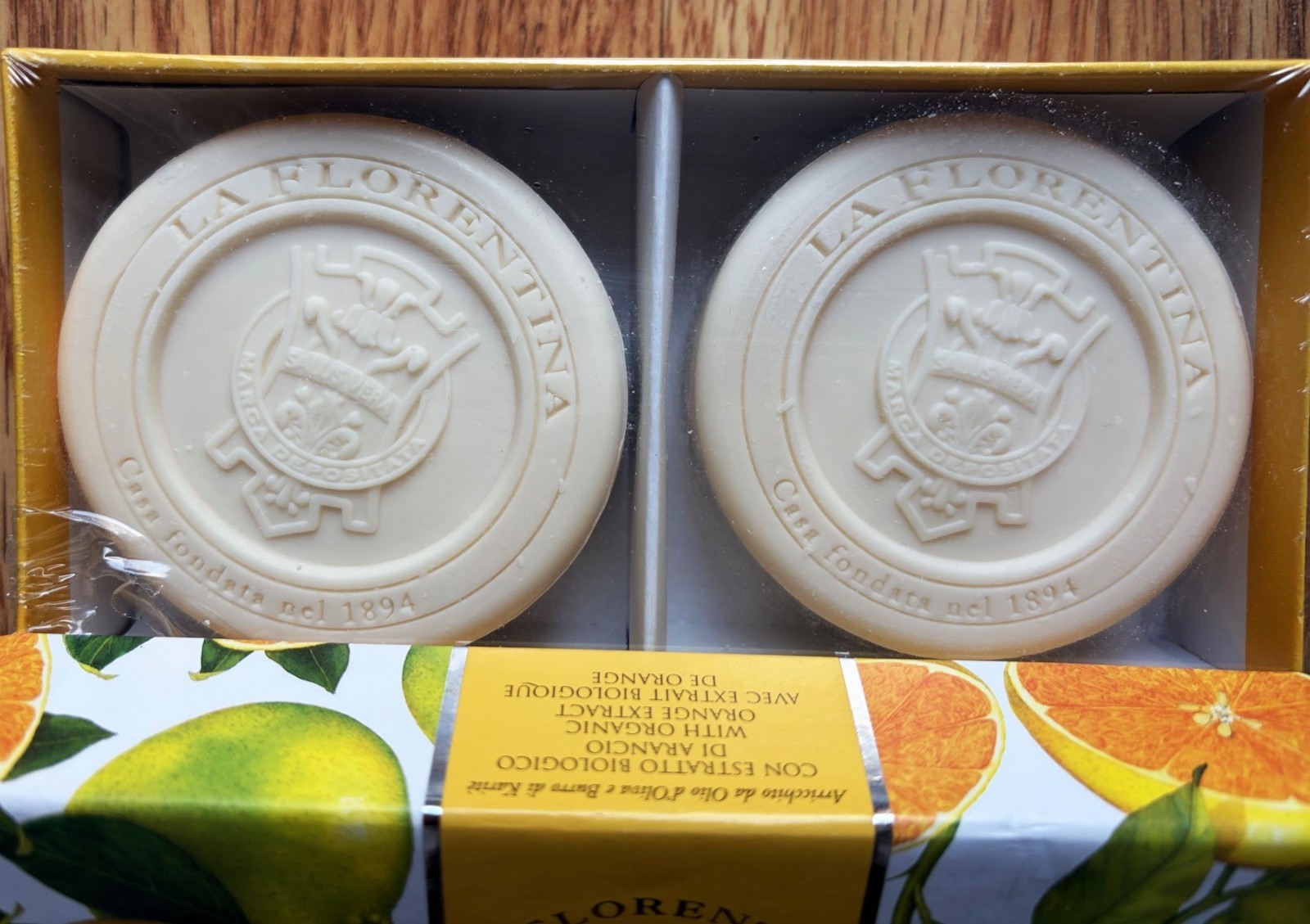 Boxed Soap La Florentina Italy Boboli Citrus Sealed 2 Rd Sculpted 4ozBars Agrumi