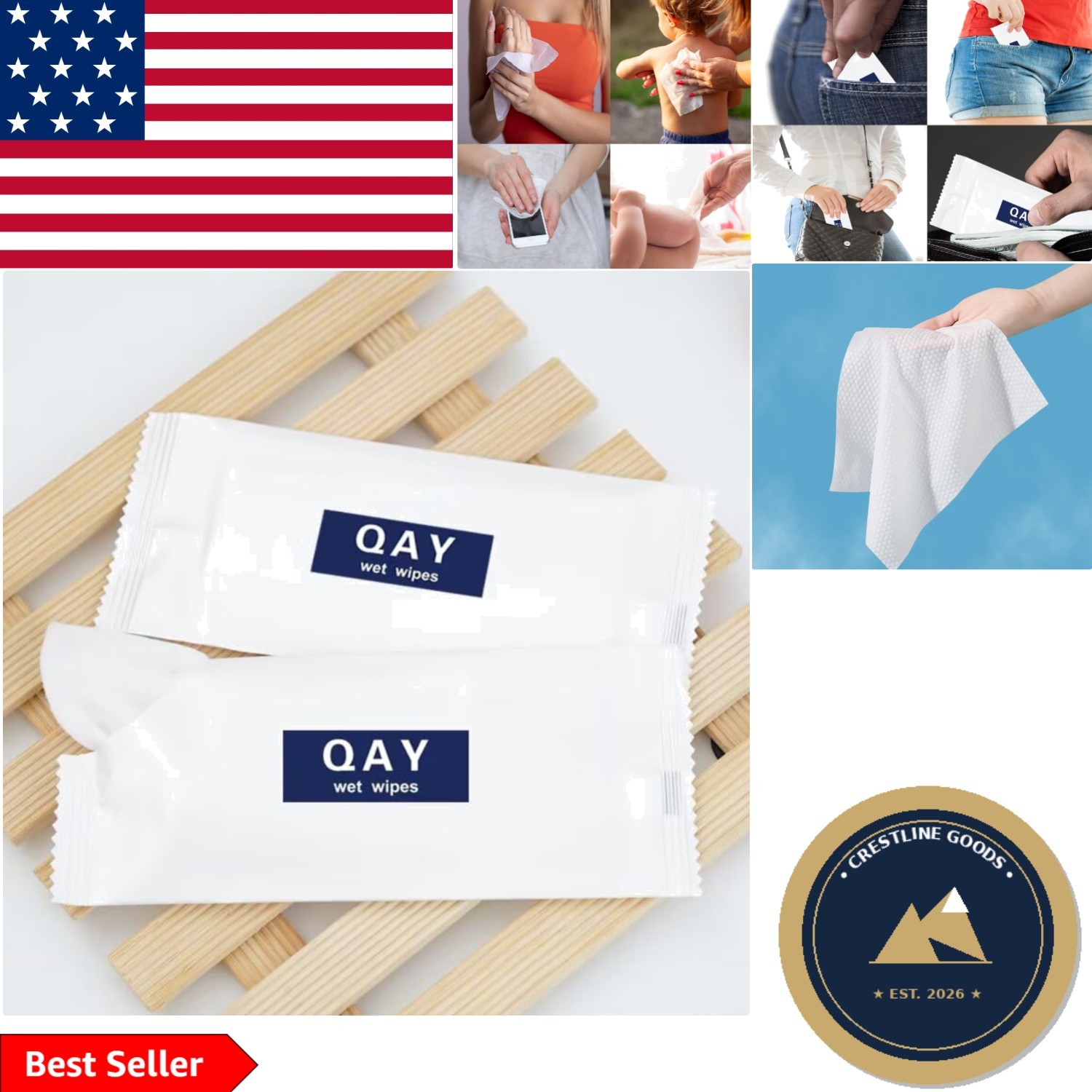 Biodegradable and Flushable Wipes – 50 Pack, Gentle and Effective for Family Use