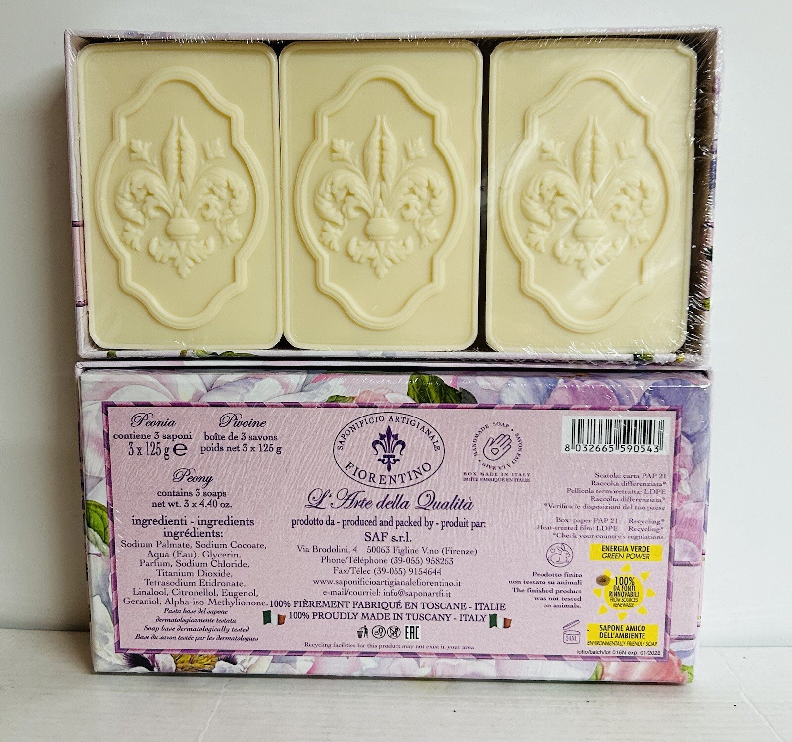 2-Pack Saponificio ~ Peony Garden Bar Soap 6 Bars 4.40 oz Each