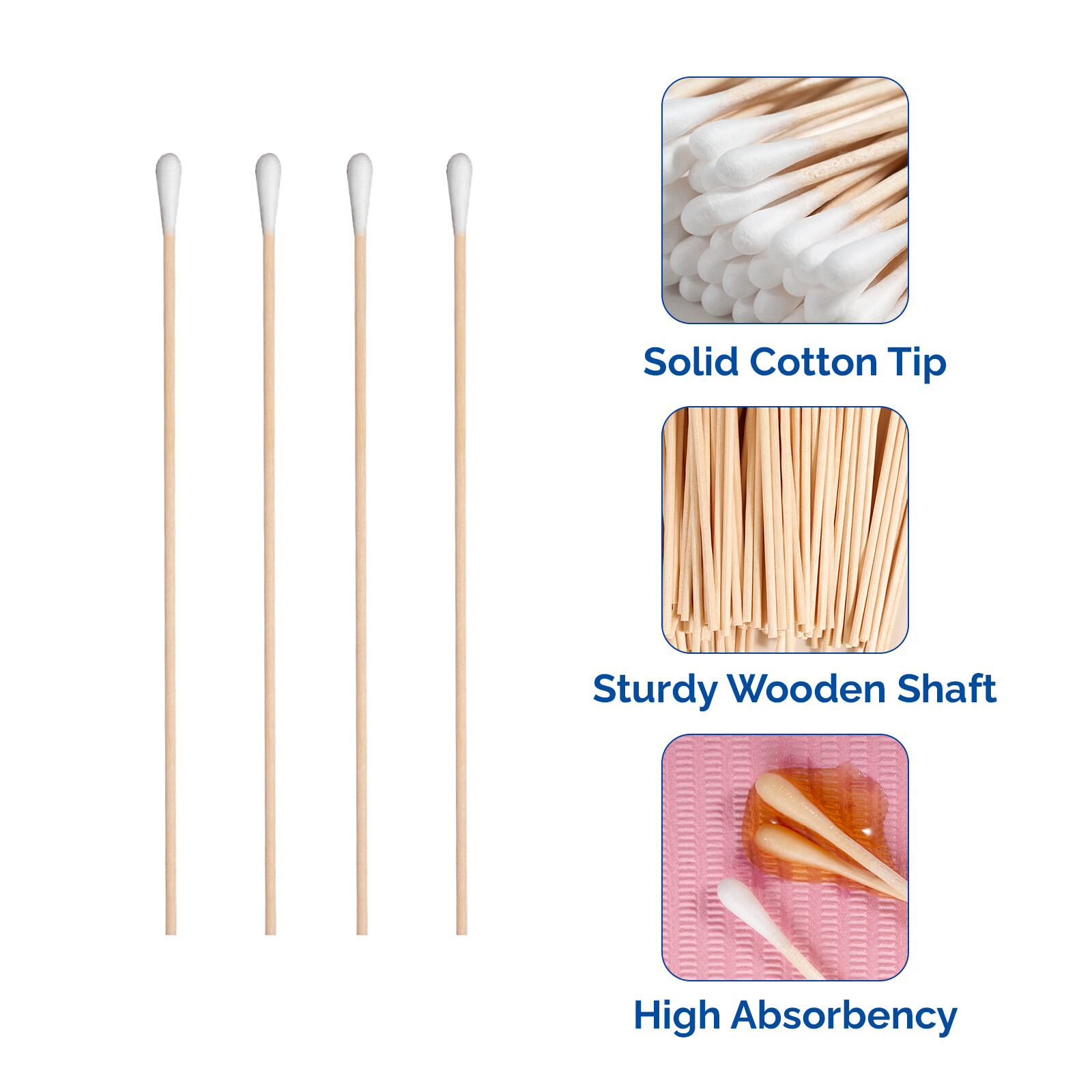 500pcs Wooden Sticks Cotton Swabs Pointed Swab Applicator 6″ Applicator
