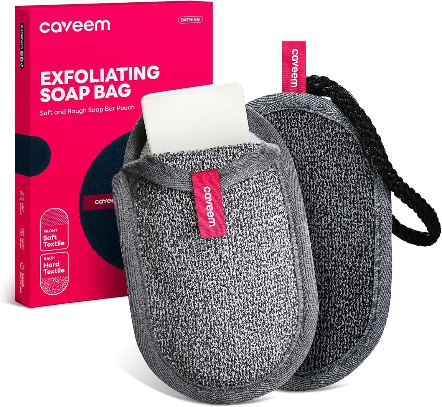 Soap Saver Bag 2 Pack Exfoliating Soap Pouch Mesh Shower Holder