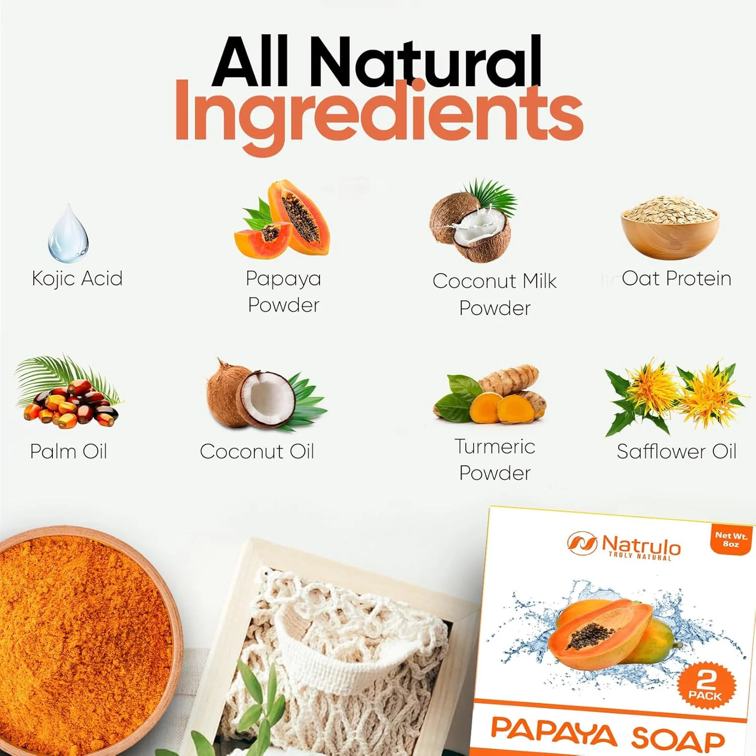 Papaya Soap Face & Body Wash – Skin Brightening Papaya Soap Bar for Dark Spots –