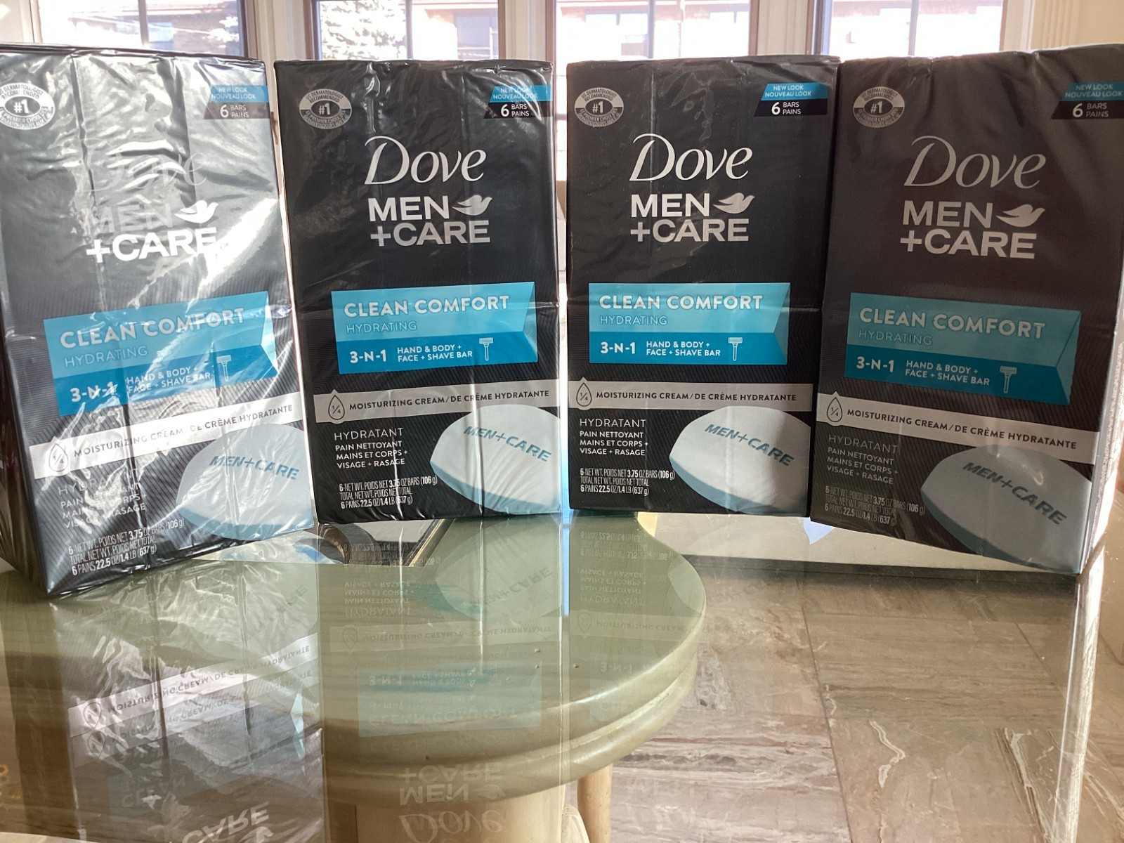 Lot of 4 DOVE MEN+CARE CLEAN COMFORT 3-IN-1 HAND, BODY & FACE SHAVE BAR 6-PACK
