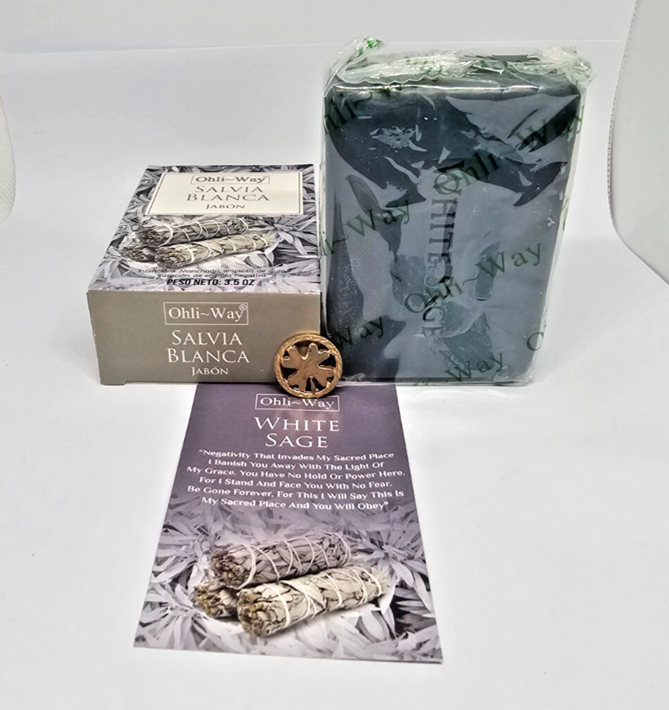 JABON SALVIA BLANCA / WHITE SAGE SOAP ALEJA LAS MALAS ENERGIAS LIMPIA MALA VIBRA