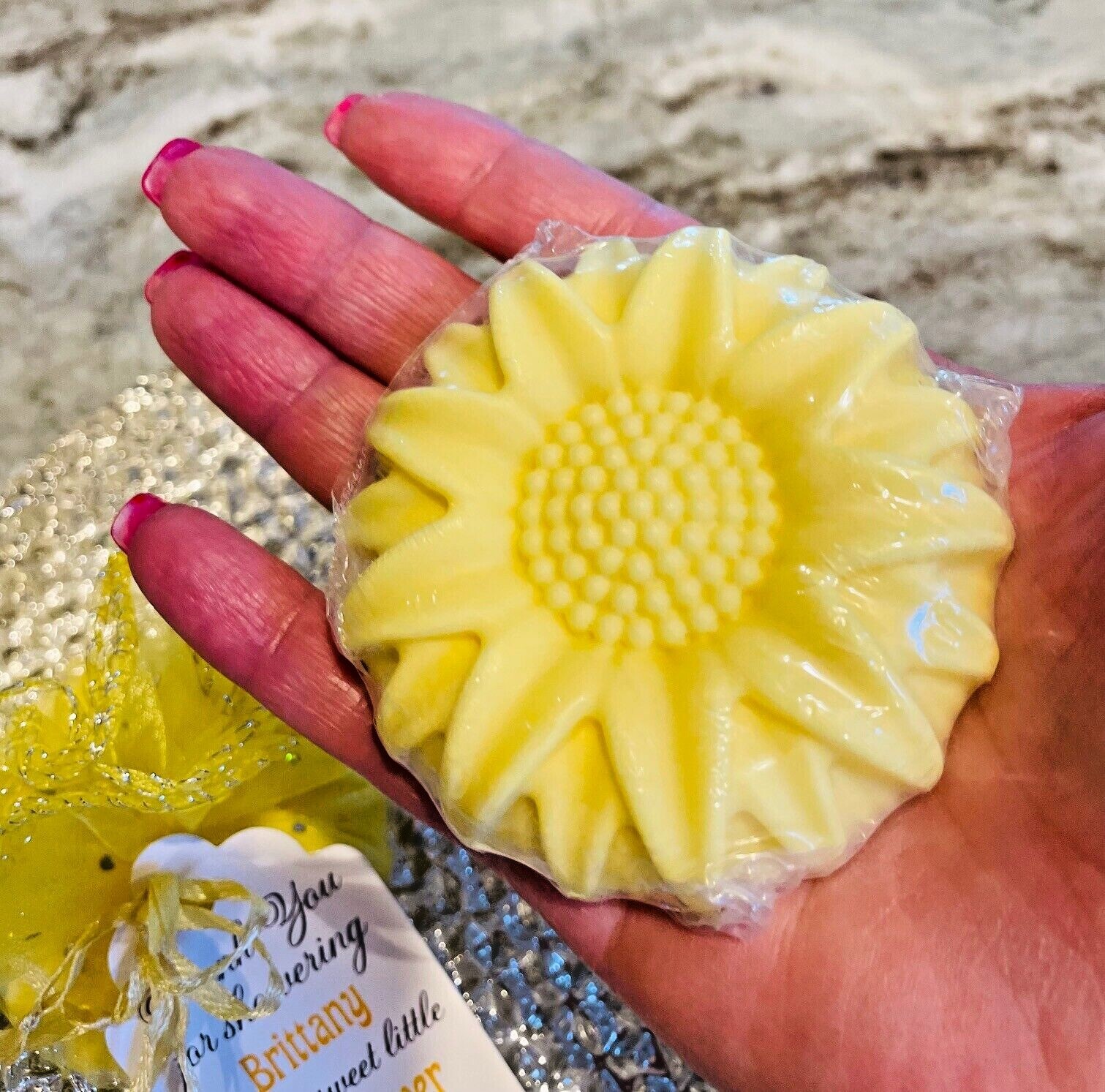 Sunflower Shea Butt Soap Favors for Baby Showers, Bridal Showers, etc