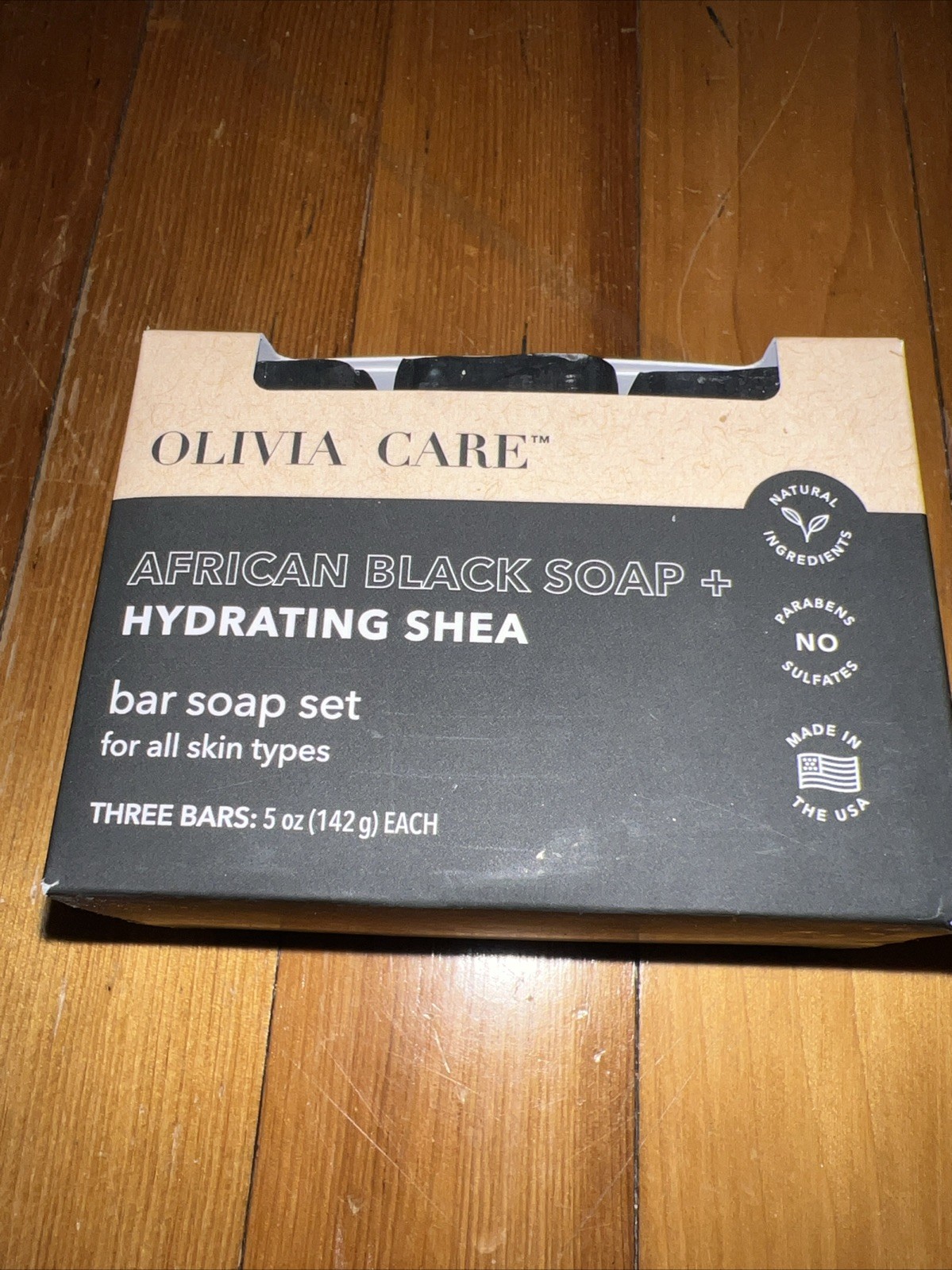 NIB Olivia Care AFRICAN BLACK BAR SOAP Hydrating SHEA 3pc Set 5oz each