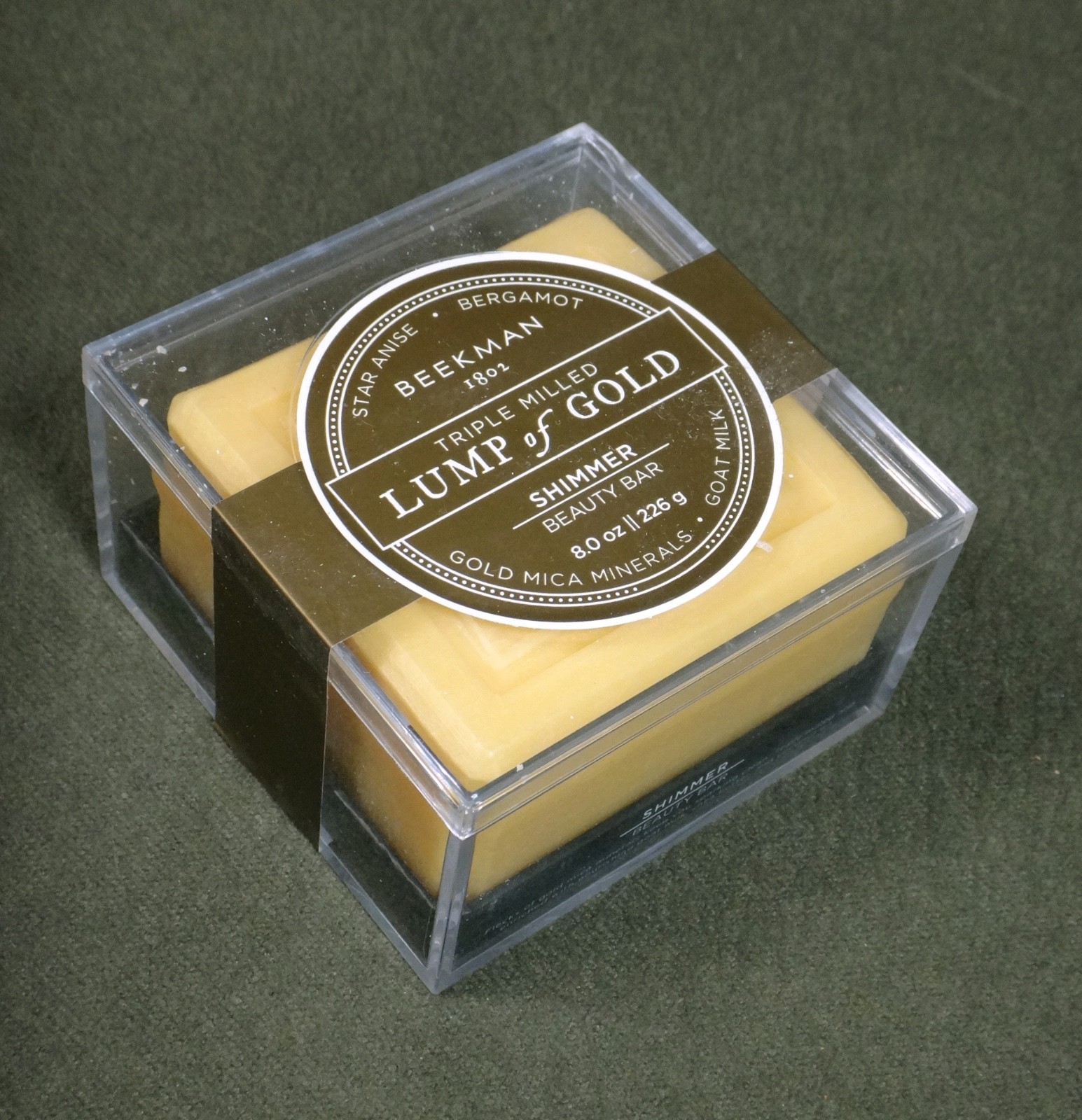 Beekman 1802 LUMP OF GOLD shimmer beauty bar GOAT MILK SOAP bergamot BOX