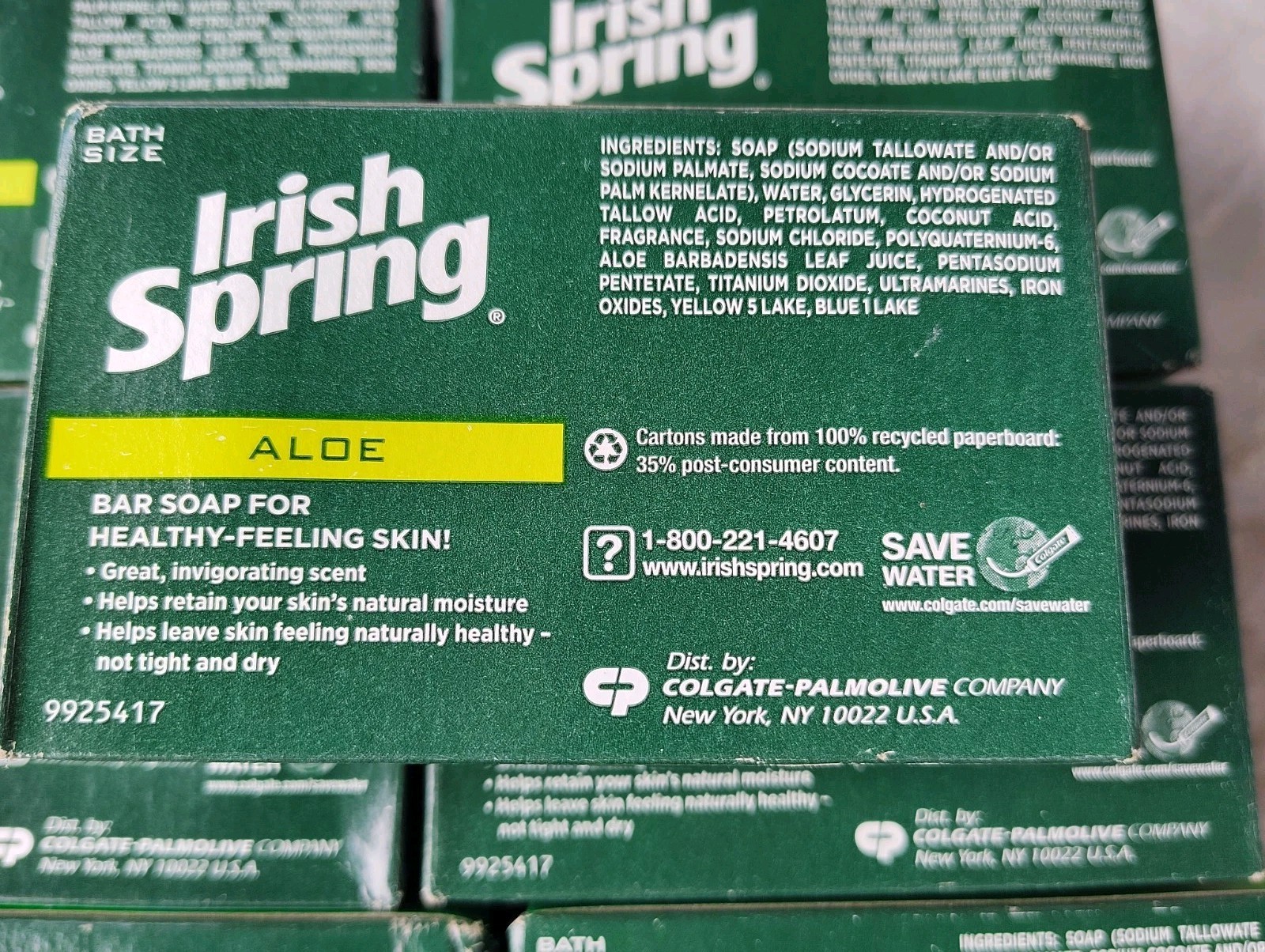 Irish Spring ALOE Deodorant Bar Soap Lot Of 8 New NO Flax 3.7 Oz Bath Size HTF