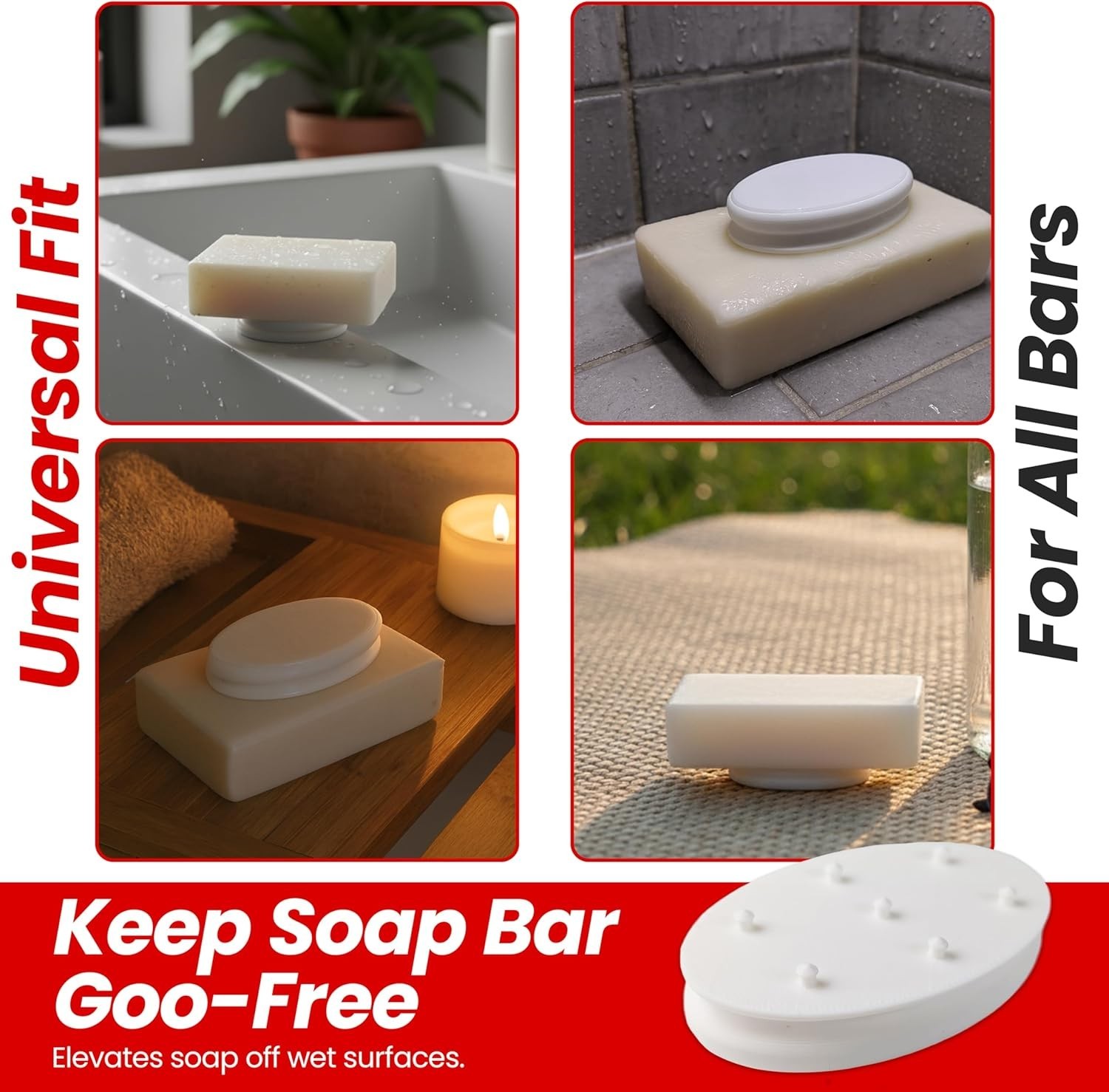 Bar Soap Gripper Pack of 2 – No Goo, Lightweight & Travel-Friendly Design