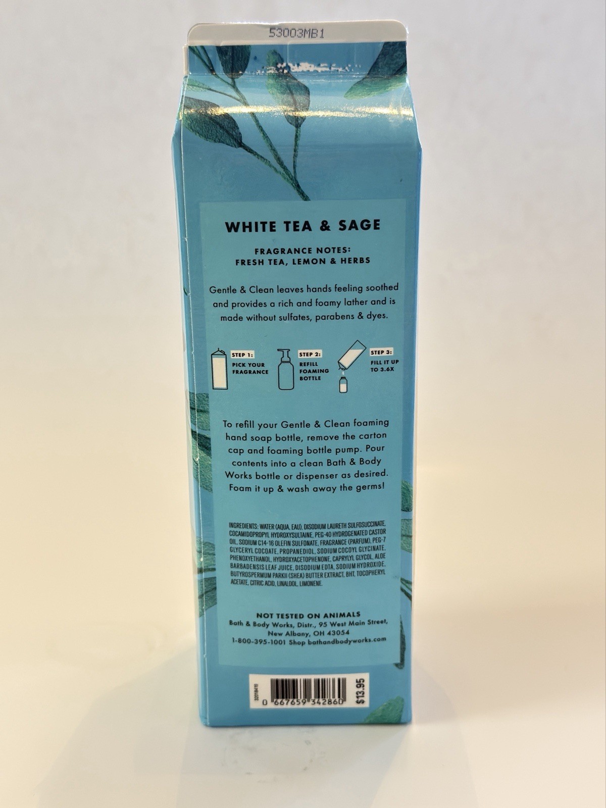 2x BATH & BODY WORKS WHITE TEA & SAGE GENTLE CLEAN FOAMING HAND SOAP REFILL 32oz
