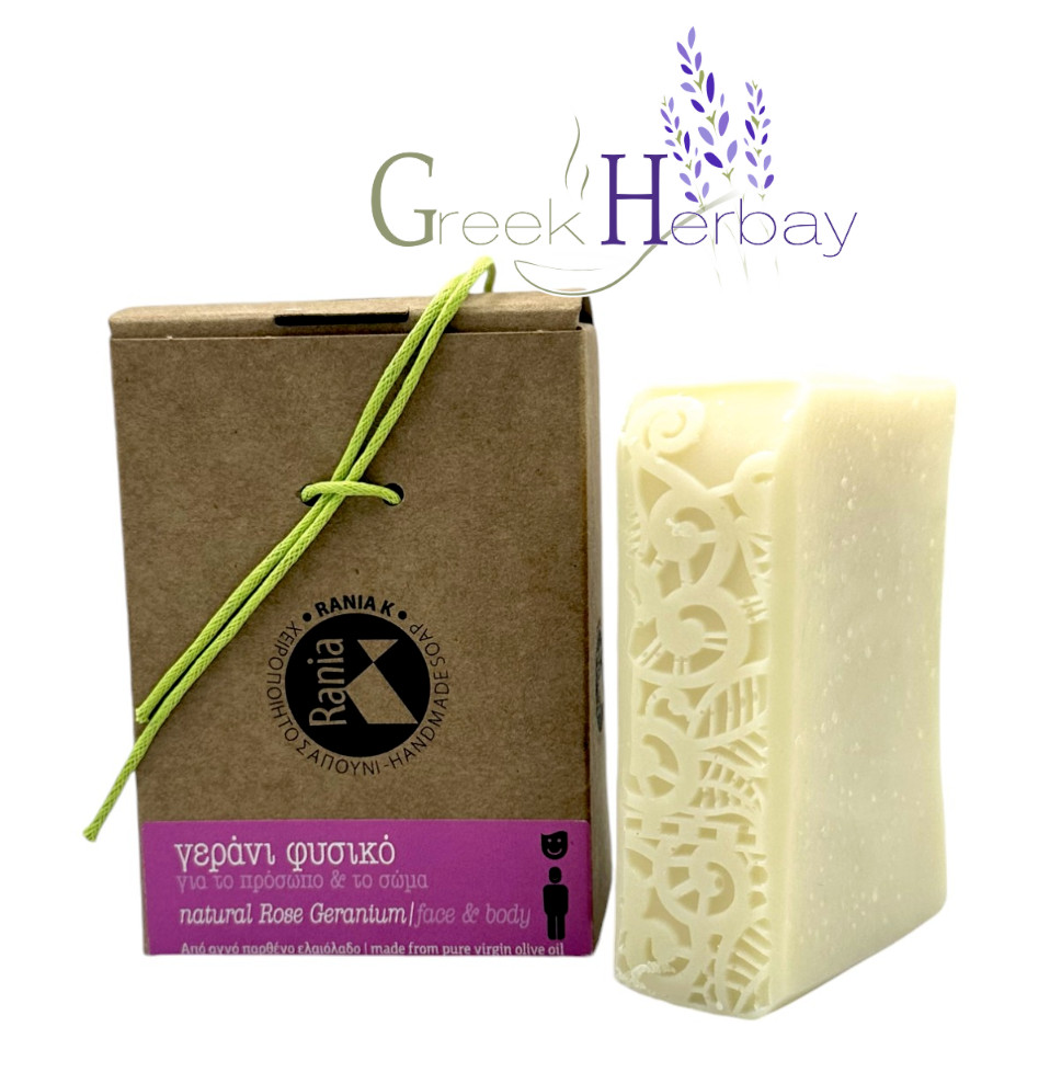 Natural Handmade Rose Geranium Soap Bar | Olive Oil | Herbal Body&Face Soap