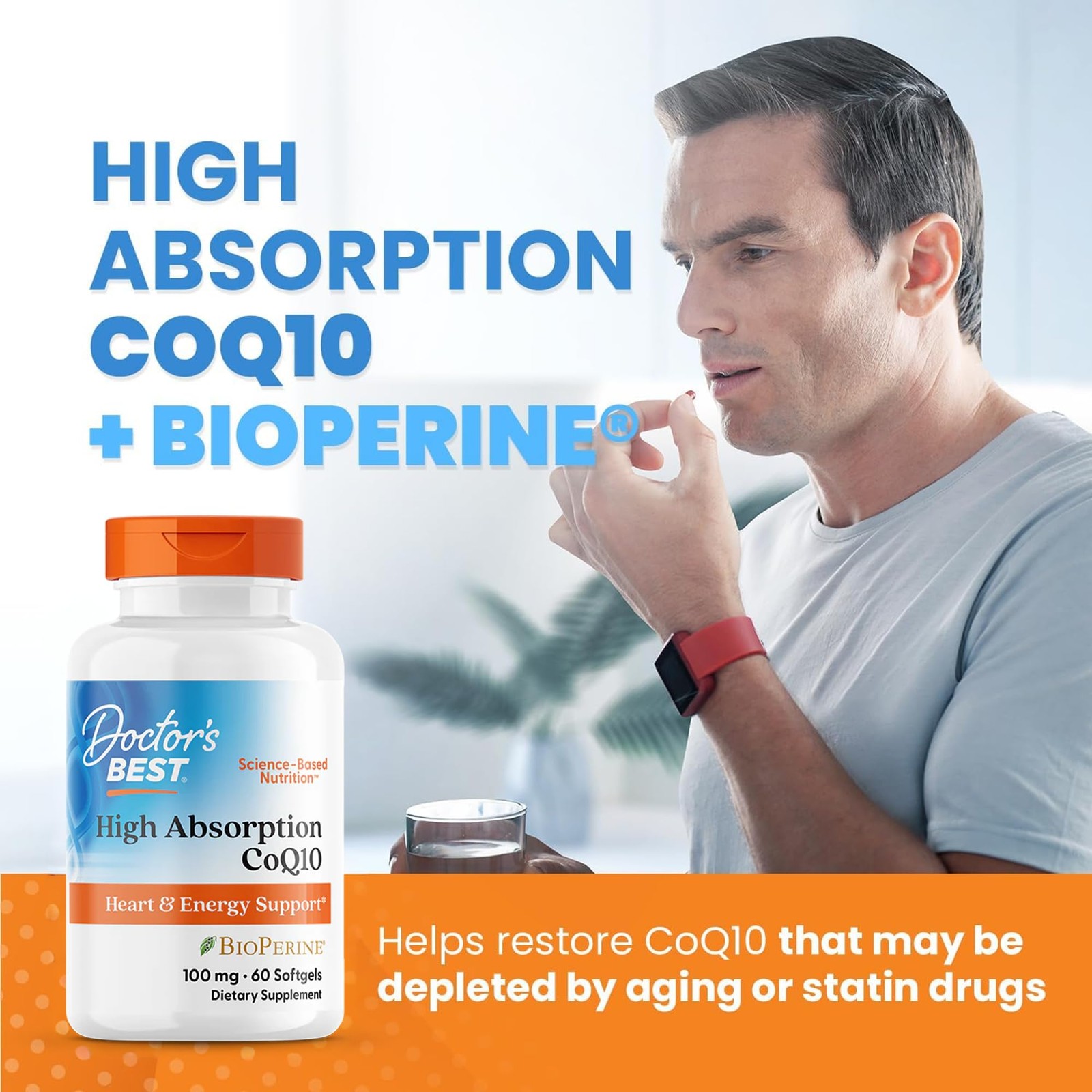Doctor’s Best High Absorption CoQ10 with 60 Count (Pack of 1), White