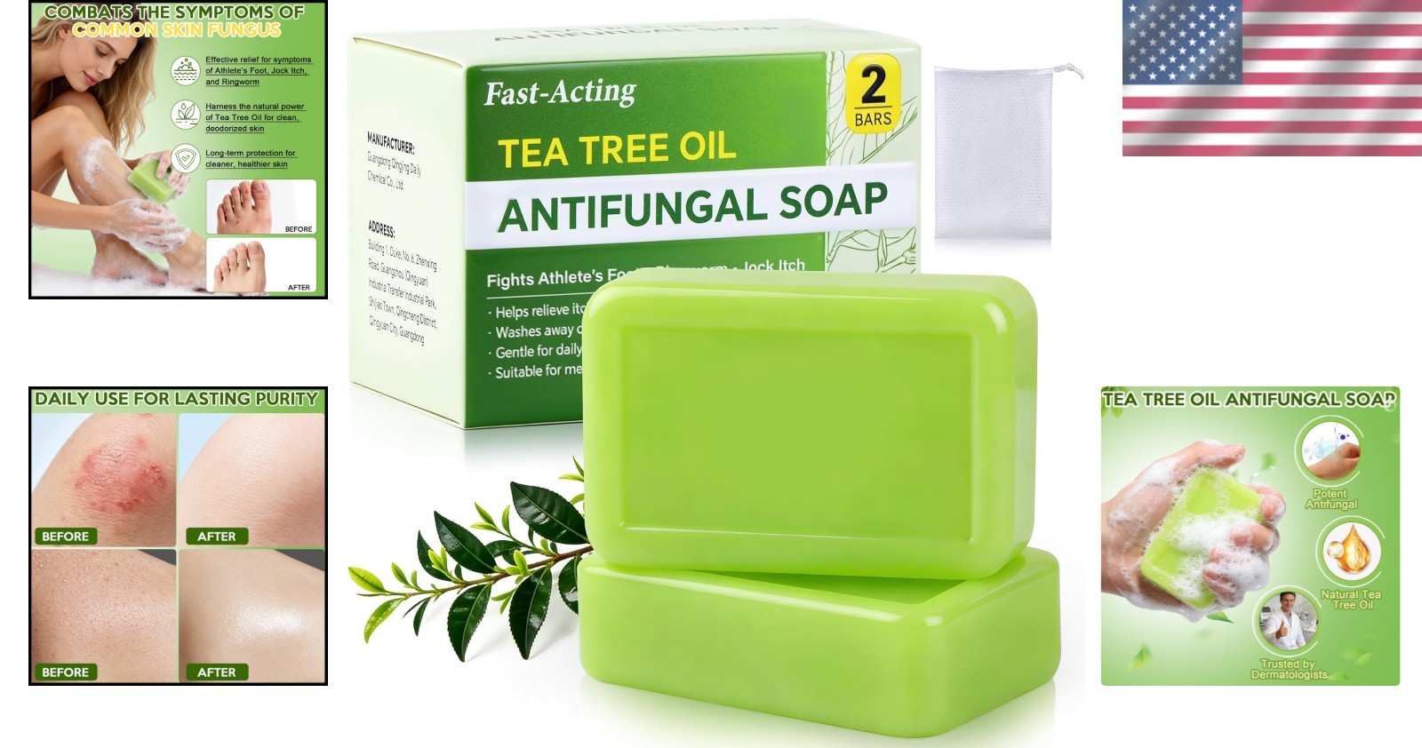 Soap Bar for Athlete’s Foot, Jock Itch & Ringworm – Tea Tree Oil, Cha