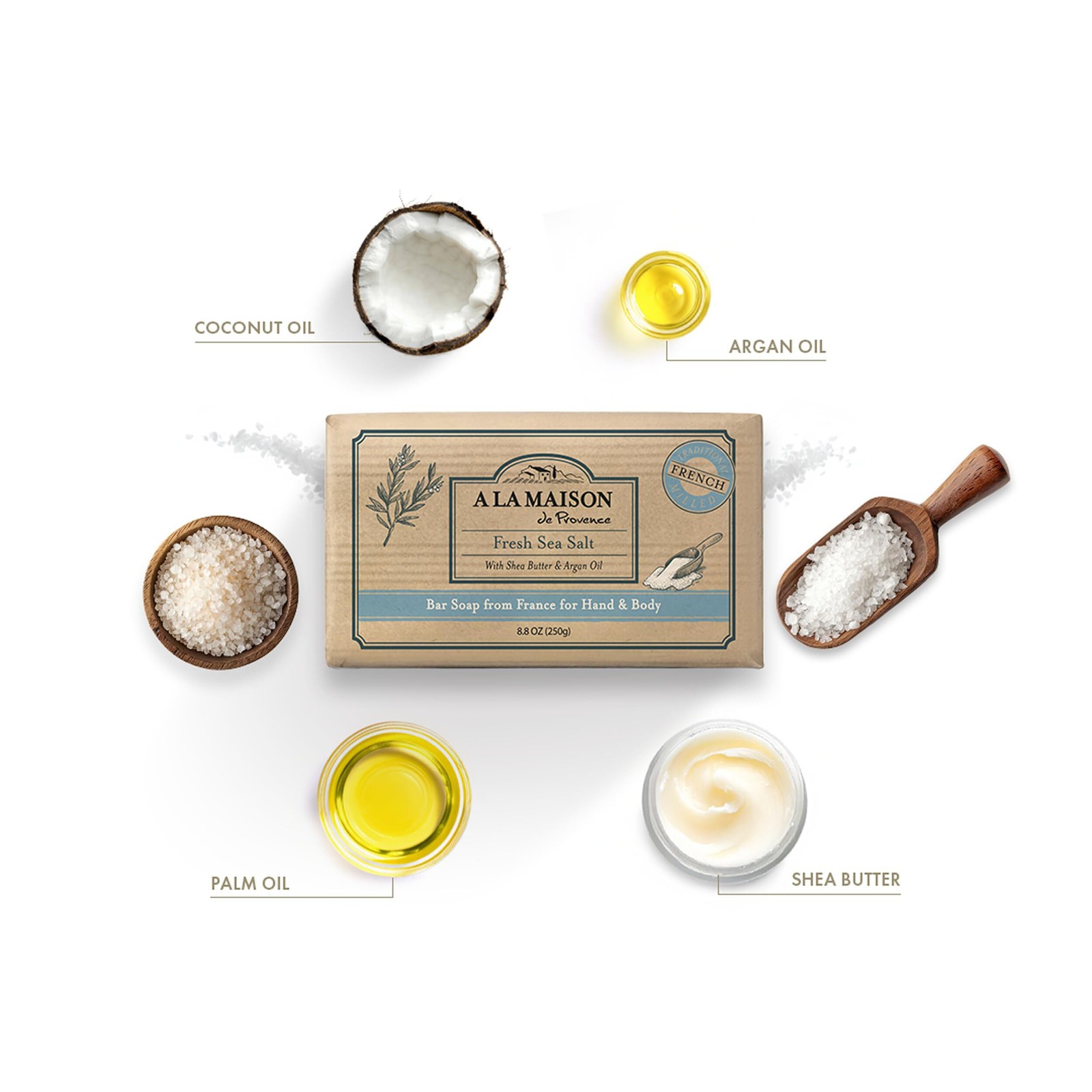 A LA MAISON Fresh Sea Salt Bar Soap – Triple French Milled Natural Moisturizing