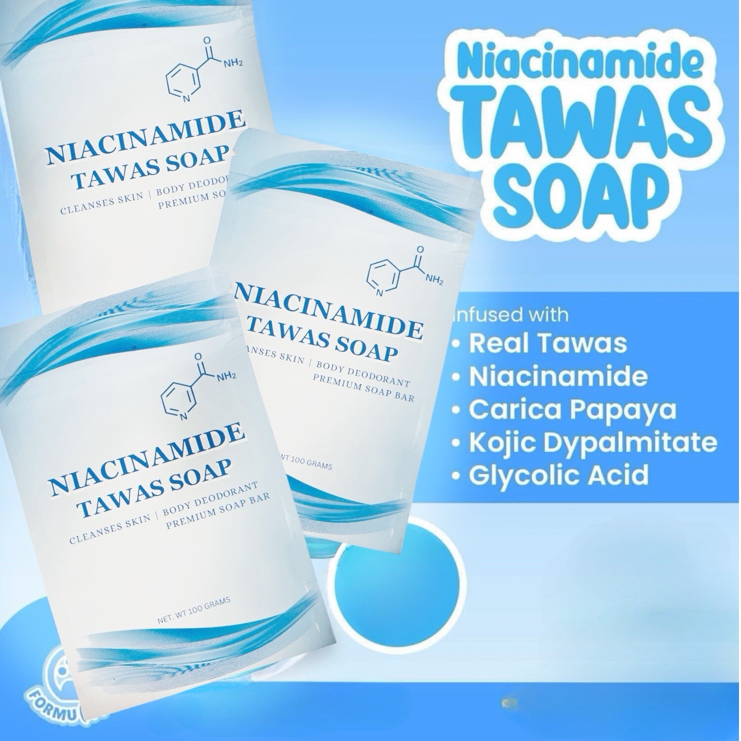 2 bars Niacinamide Tawas Soap 100g/each