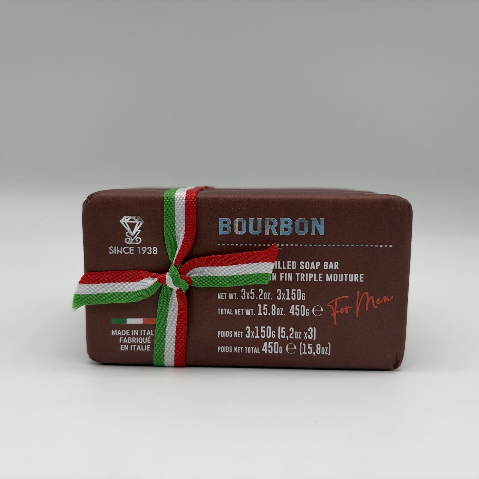 ZENI Bourbon FINE TRIPLE MILLED SOAP BAR (3 BARS ) 5.3OZ EACH MADE IN ITALY New