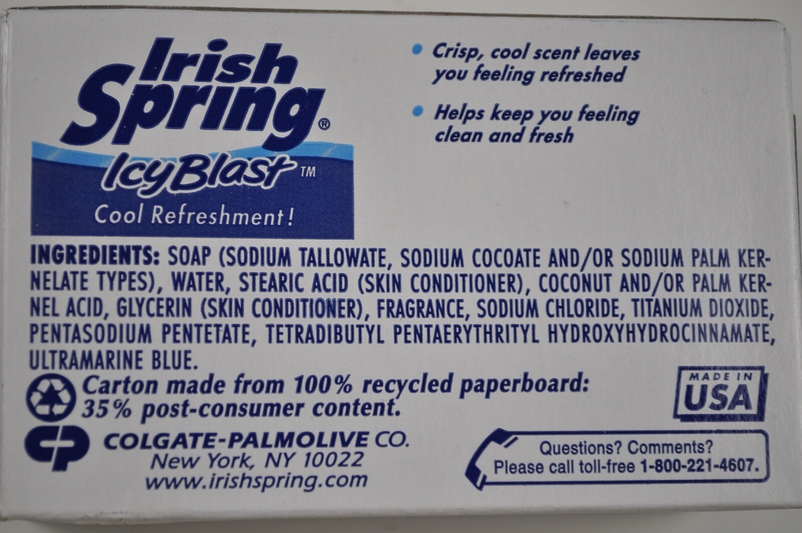 Vintage Irish Spring Deodorant Soap Icy Blast 4.5 Ounce