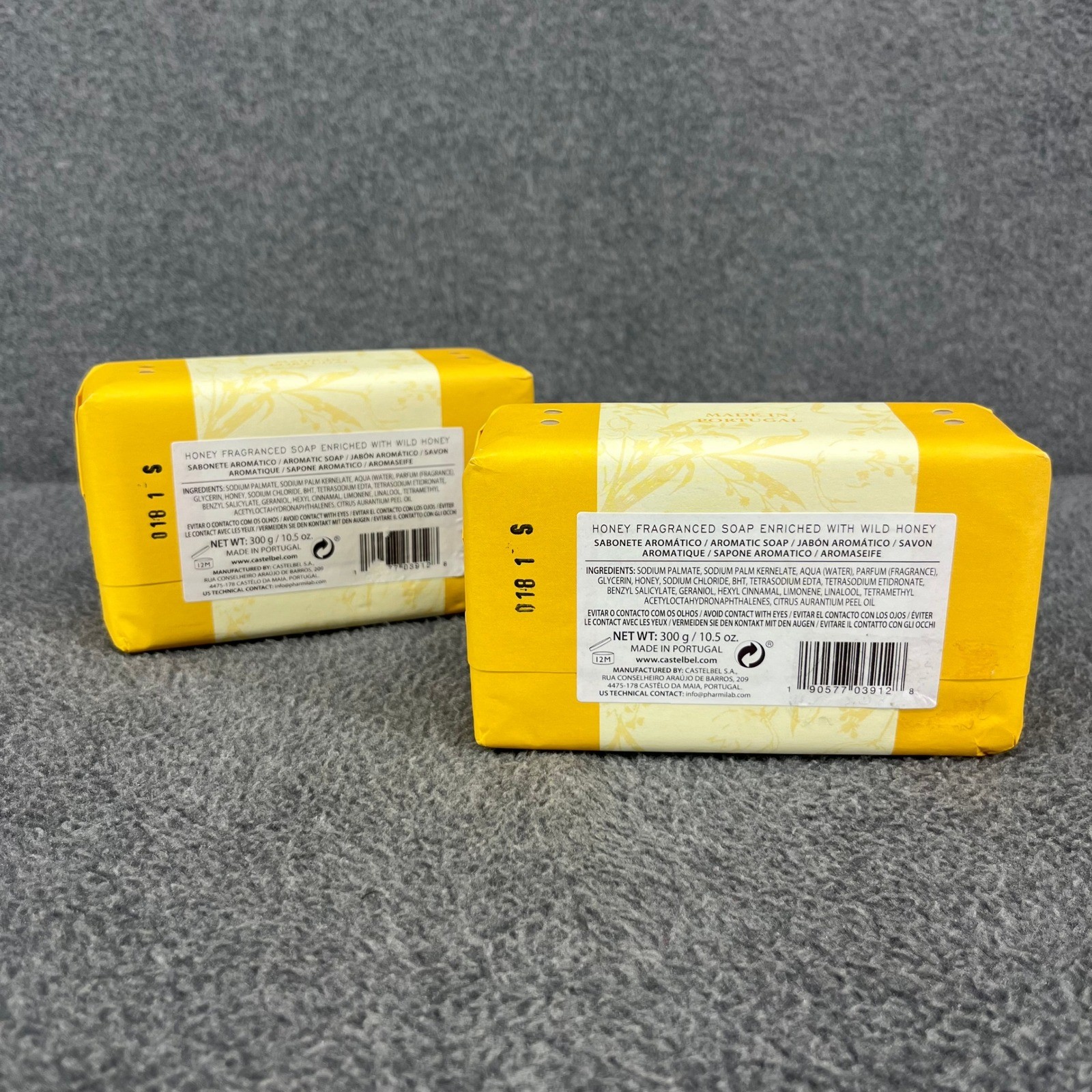 2x Castelbel Wild Honey Soap Bar 10.5oz Yellow Portugal Luxury Bee Gift
