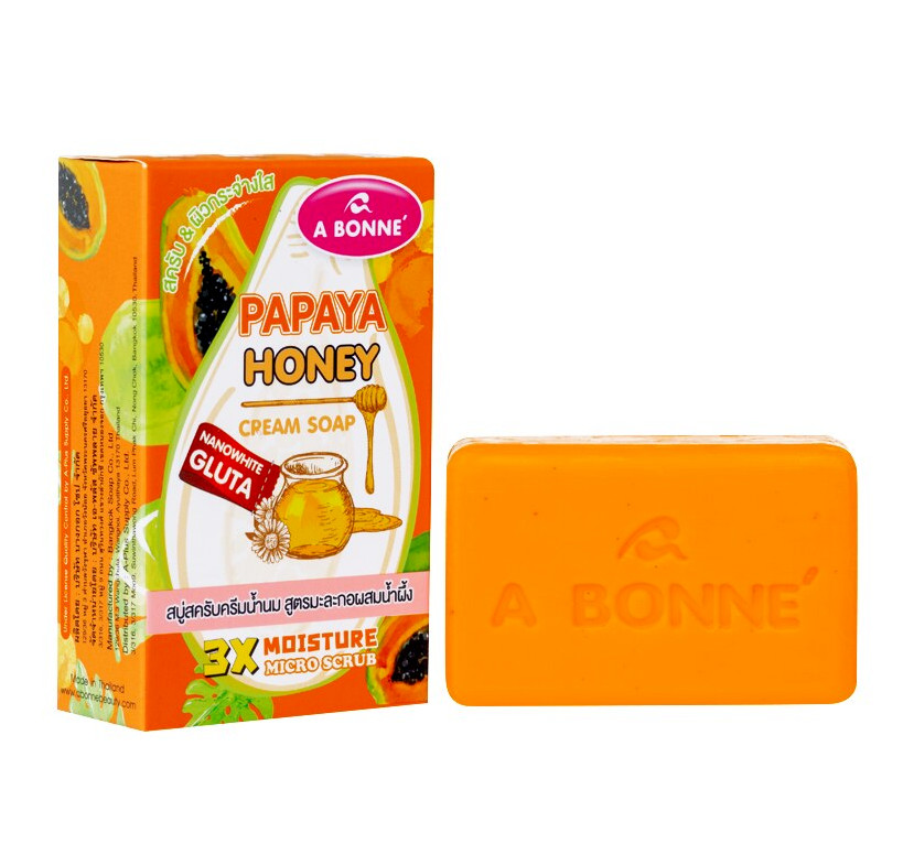 6 x A Bonne’ Papaya Honey Cream Soap Bar 3x Moisture Gluta Bright Body Skin 90g