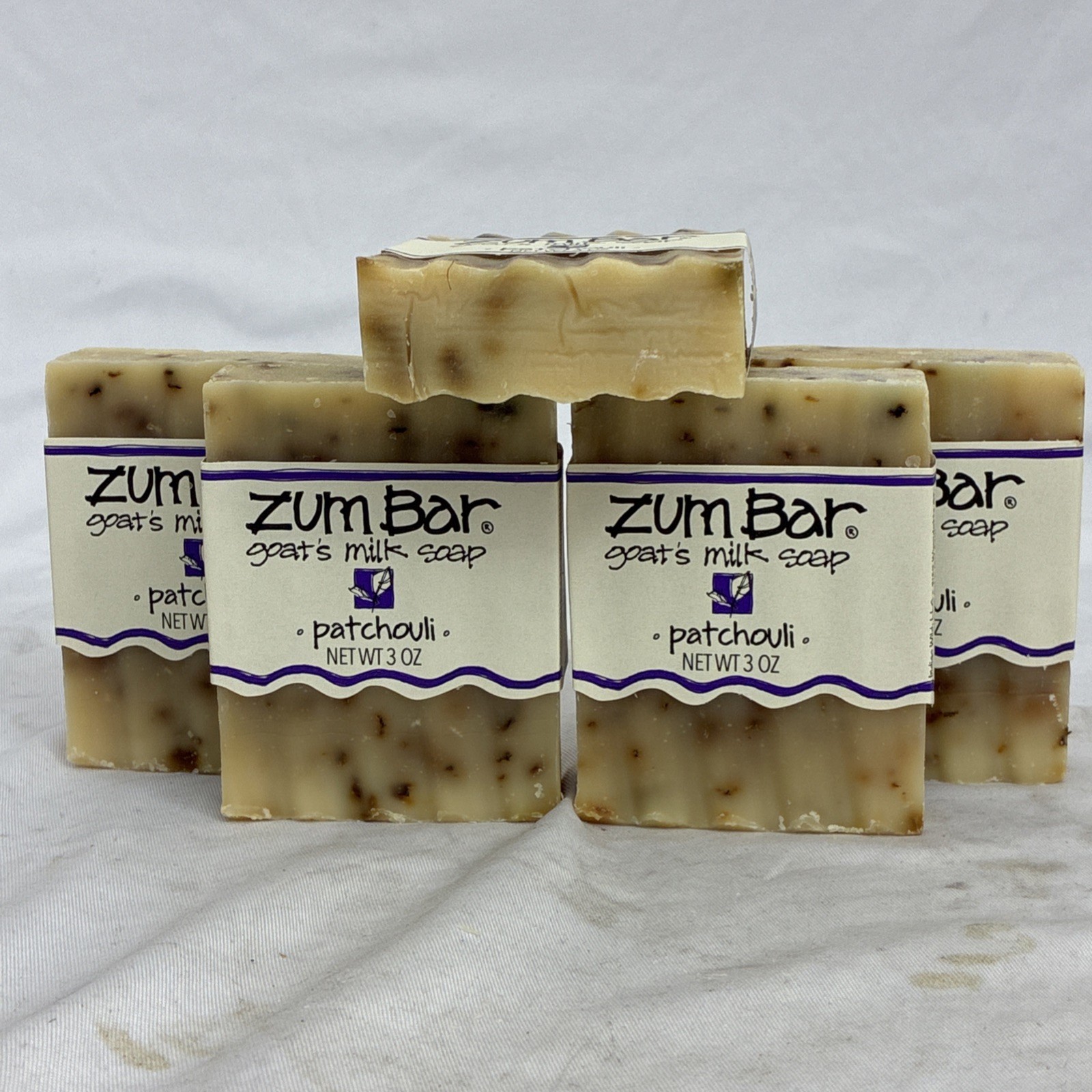 5-PACK Zum Bar Patchouli Goat’s Milk Soap Bars Lot Hand Made Cold Process Method