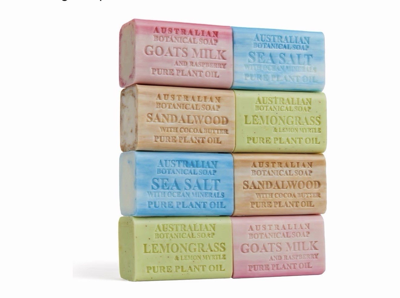 Australian Botanical Goat Milk Soap Multi Pack, 8 Bars, 4 Scents, 6.8 oz Each