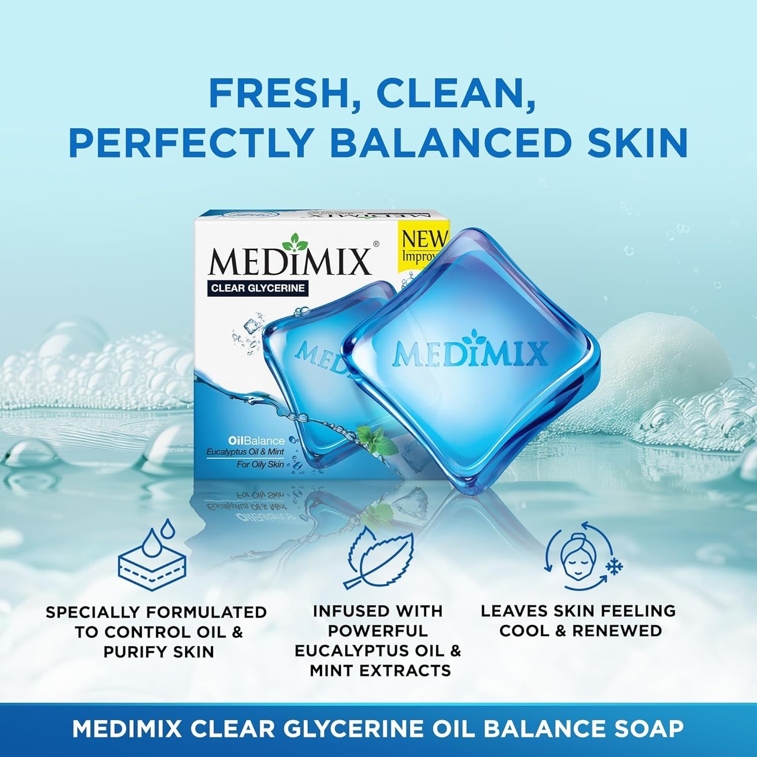 Medimix Clear Glycerine Bathing Bar Soap for Dry Skin 100g (3 + 1 Combo Pack)