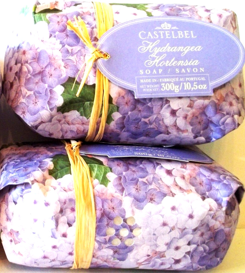 CASTELBEL Scented Bar Soap, HYDRANGEA, 10.5 oz/300 g, NEW x 2