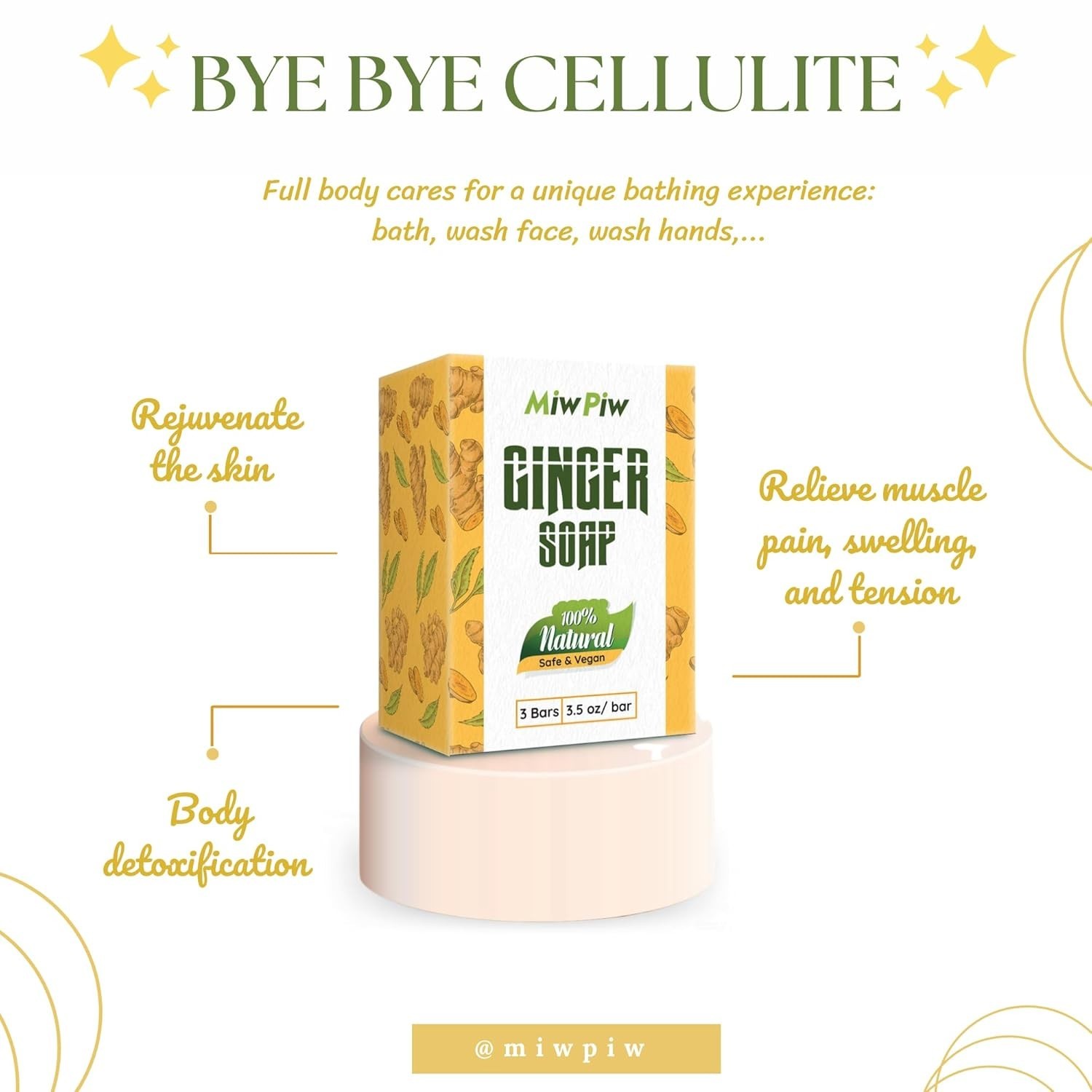 Natural Anti-Cellulite Ginger Soap – 3 Pack for Lymphatic Health & Firmness