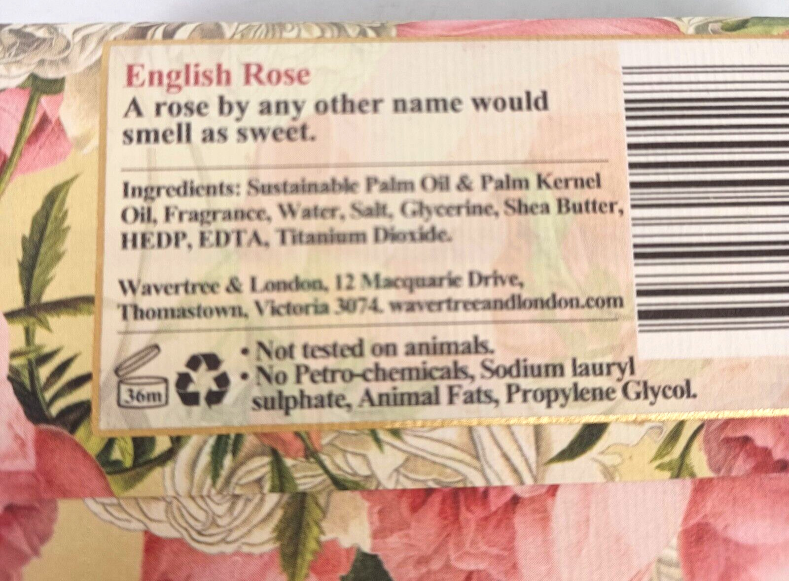Wavertree & London Australia English Rose Moisturizing Soap Bar 200g – 7 ounce
