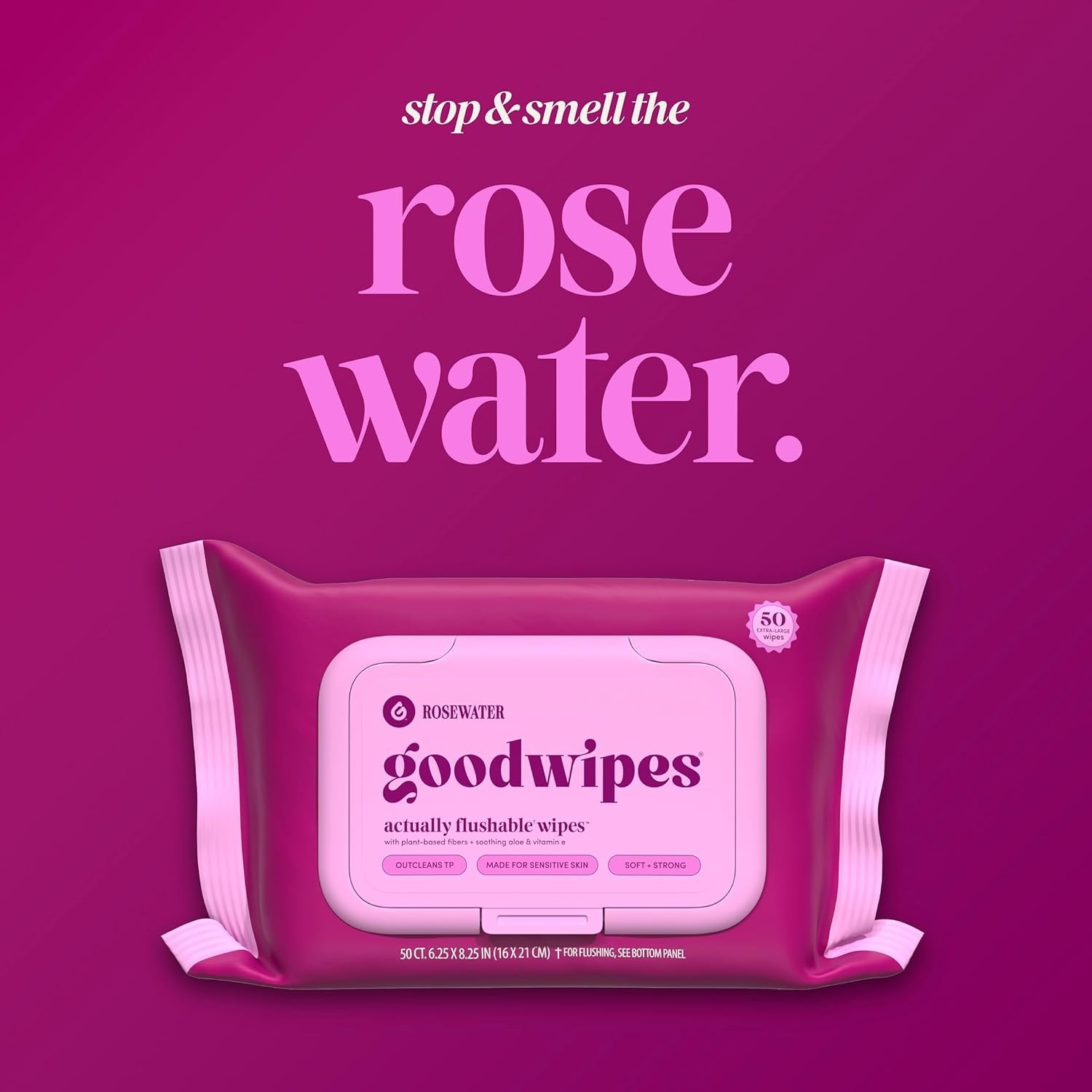 Flushable Wet Wipes Rosewater Adults Large Safe Septic Travel Bathroom