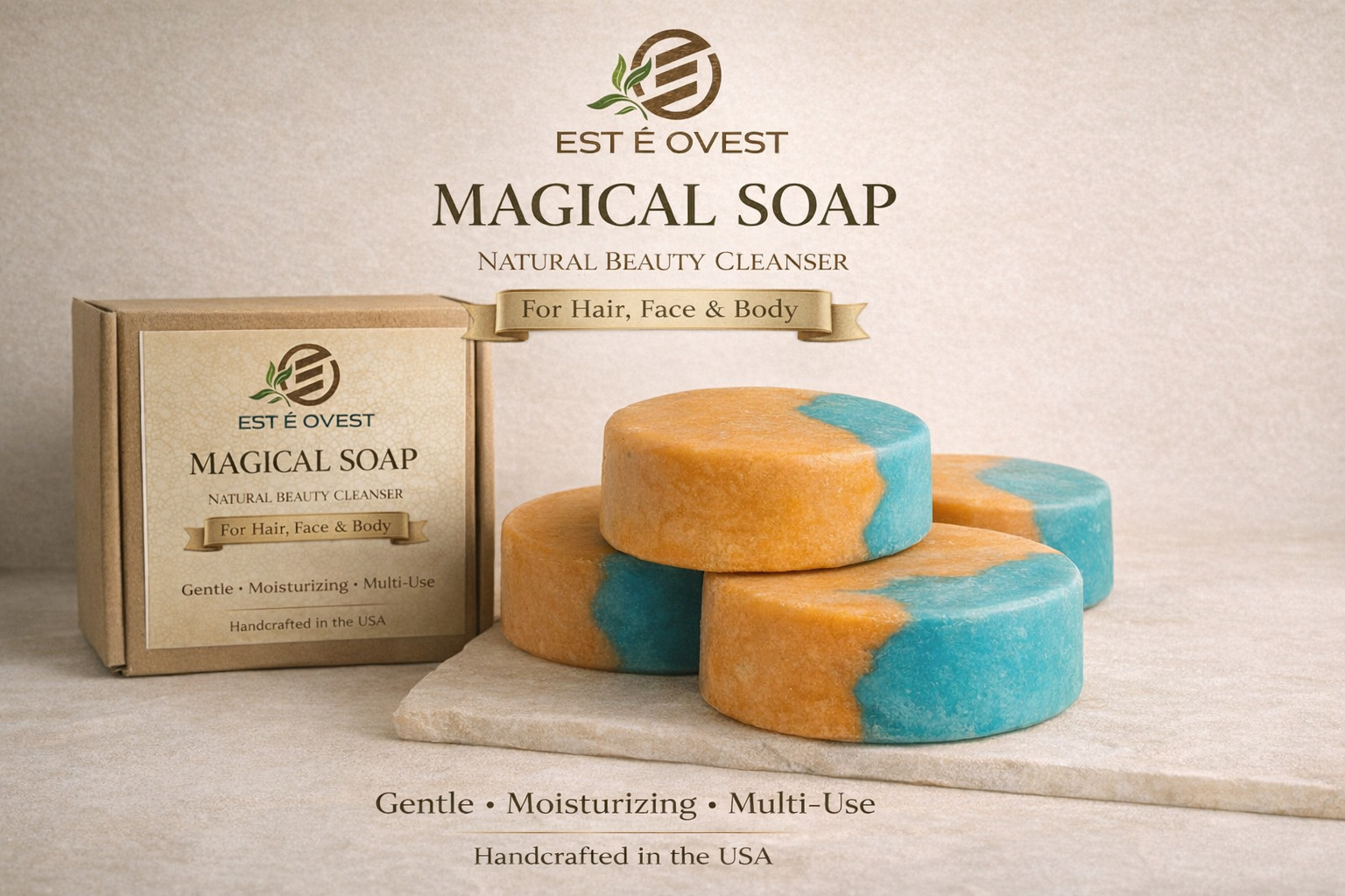 Solid Shampoo Bar 5 oz – Hair Face Body – Natural Handmade