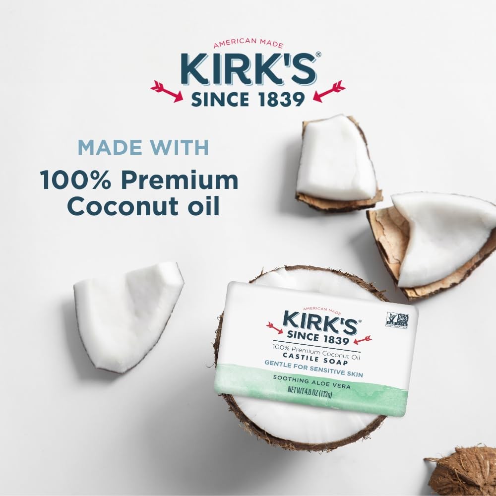 Kirk’s Castile Bar Soap for Men, Women & Children – Made 4 Ounce (Pack of 6)