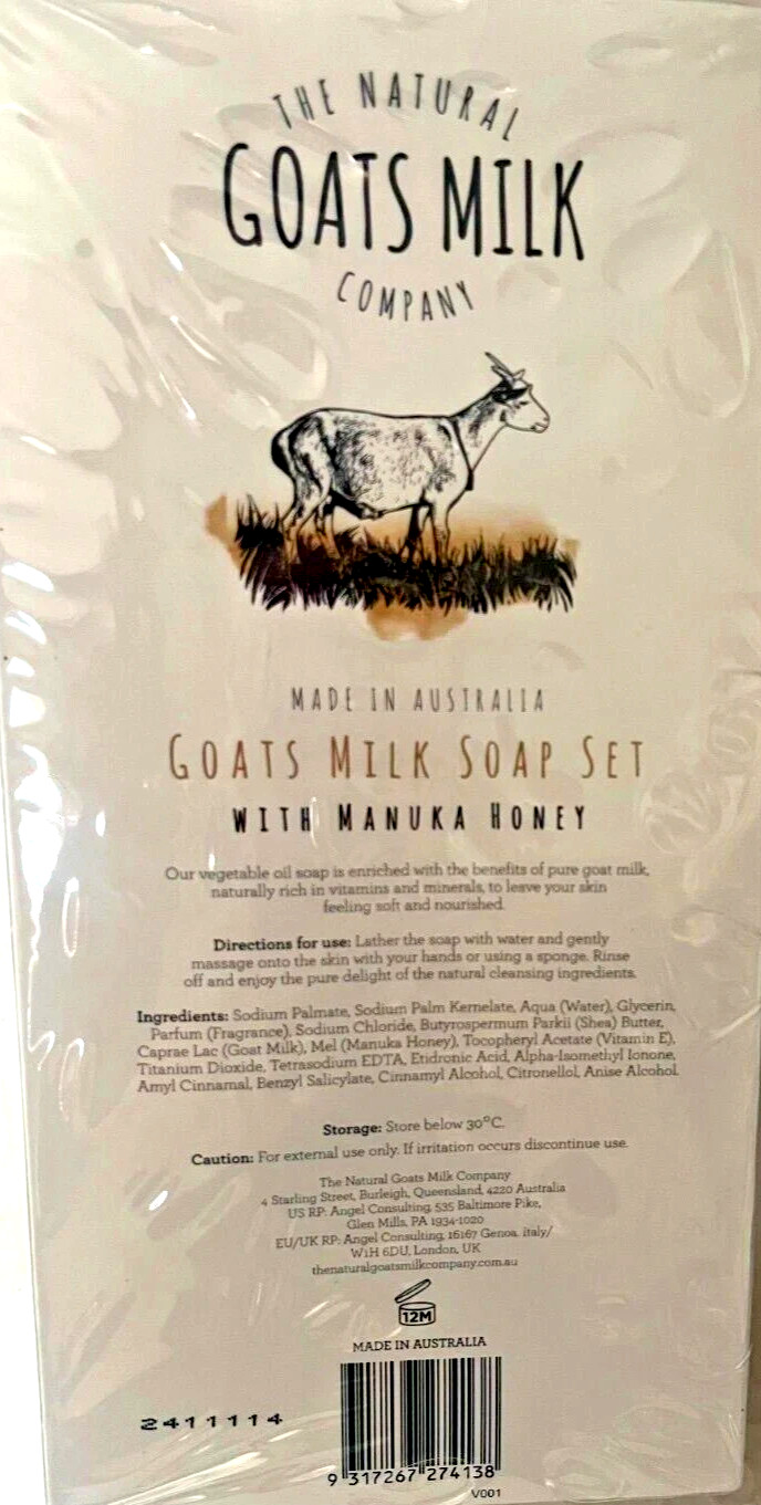 THE NATURAL GOATS MILK SOAP SET WITH 8 SOAPS/WITH MANUKA HONEY ( 8 x200g ) NEW!!