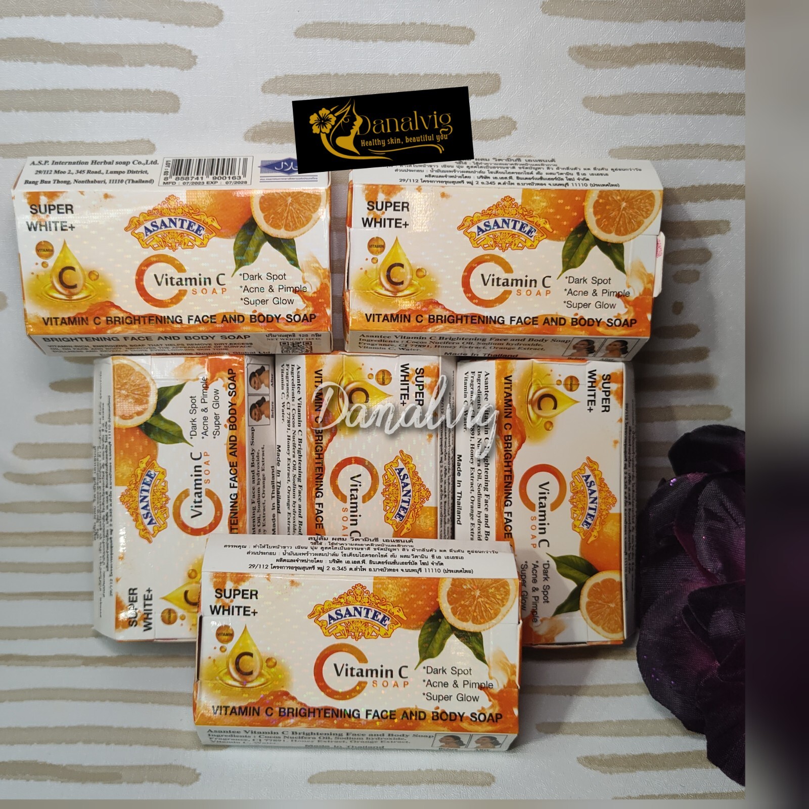 6 Bars x 125g Soap Vitamin C Asantee Face And body Brightening Soap Anti Acne