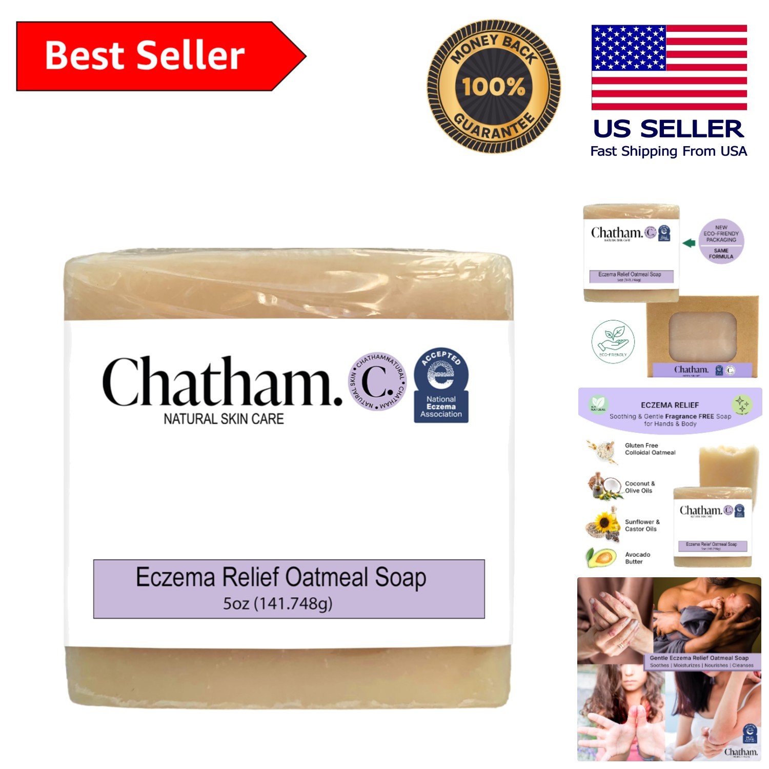 Dermatologist Approved 5oz Eczema Soap with Colloidal Oatmeal for Sensitive Skin