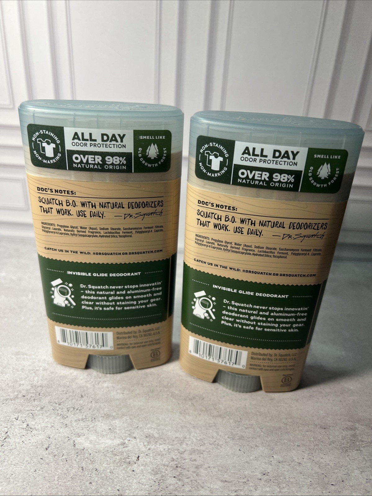 New! 2-Pack Dr. Squatch PINE TAR Invisible Glide Deodorant 2.65oz