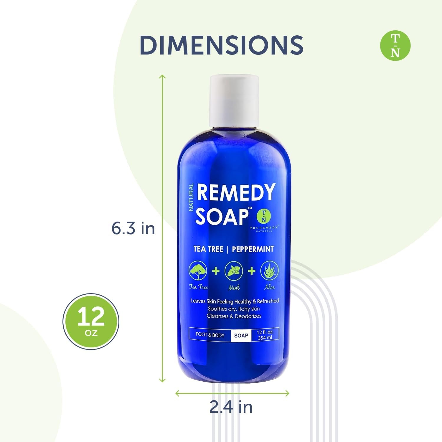 12 oz Tea Tree Oil Body Wash – Invigorating Tea Tree Soap with Peppermint, Aloe,