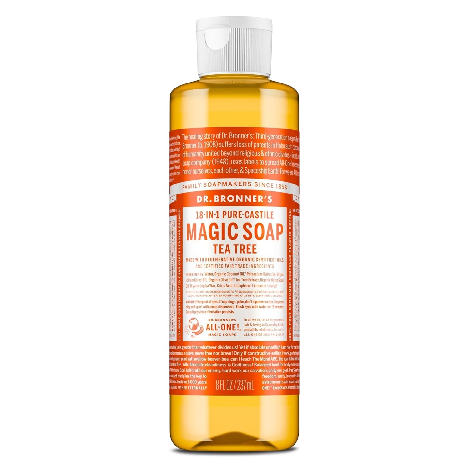Pure-Castile Magic Soap Liquid Tea Tree, 8 Ounce – Made with Regenerative Org…