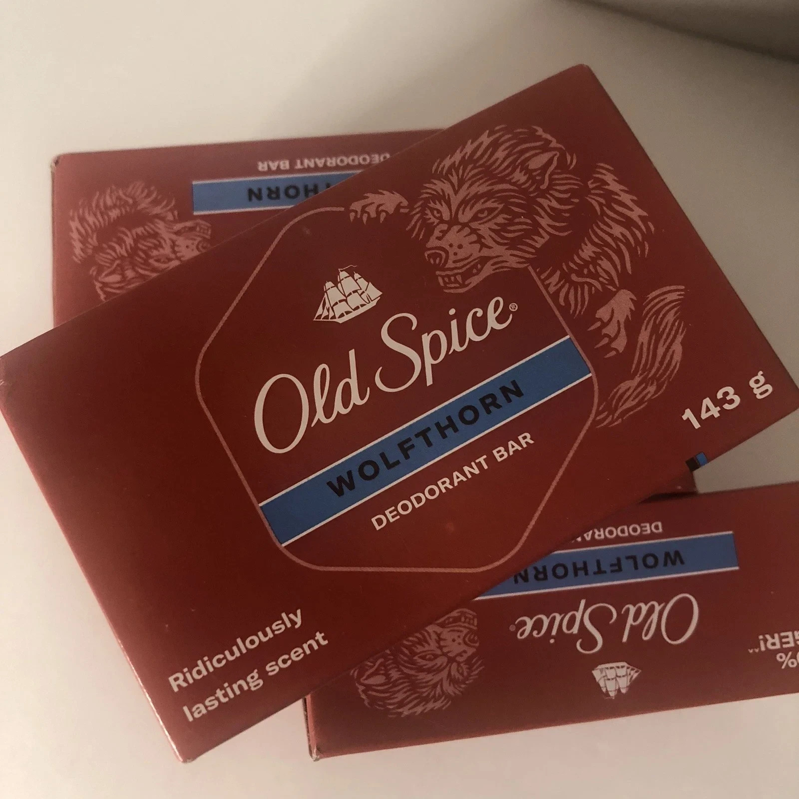3X Old Spice “Wolfthorn” Bars of Deodorant Soap 5.04 oz Each