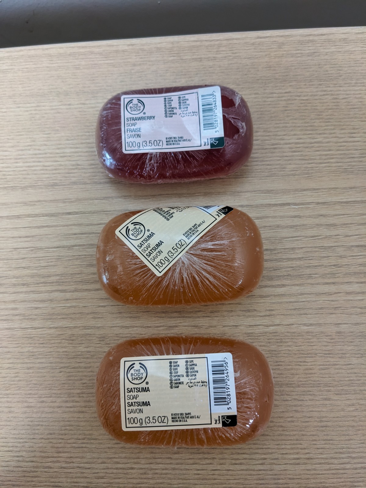 NEW Vintage The Body Shop Soap Bar 3.5 oz Satsuma Strawberry Set Discontinued