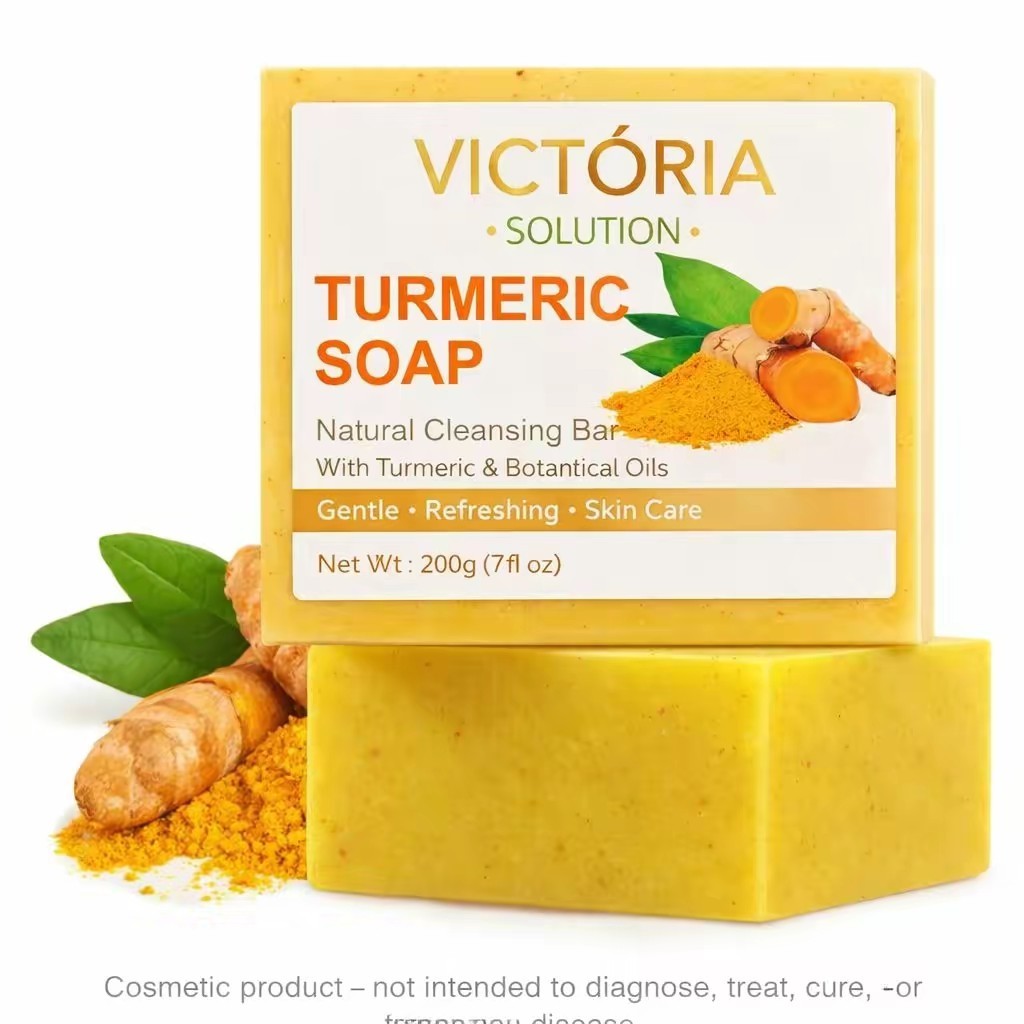 Victória Solution Turmeric Soap Botanical Oils Gentle 200g Face Body 3pcs