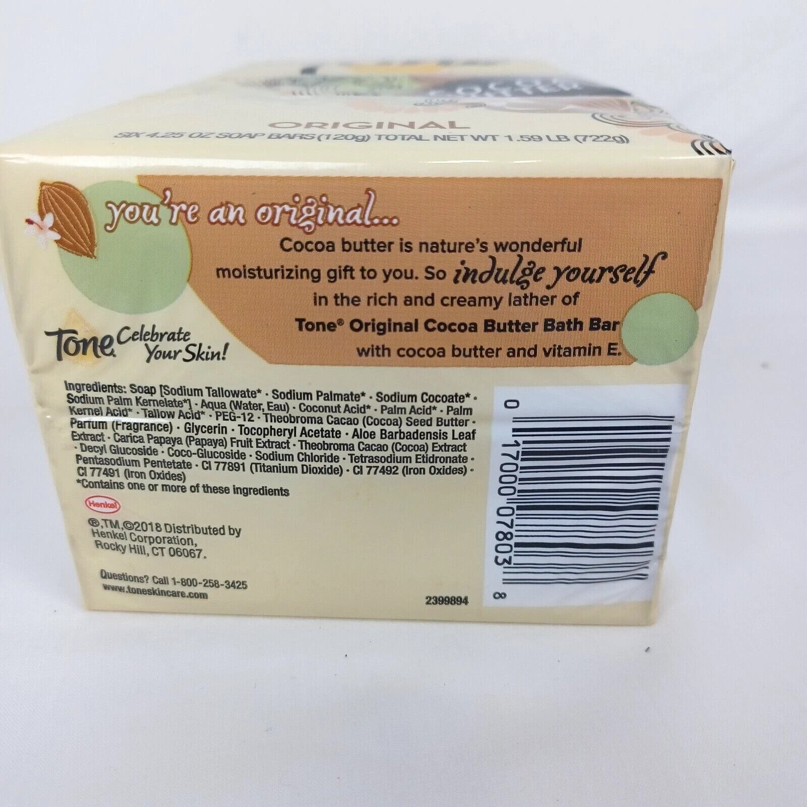 Tone Bath Bar Soap with Cocoa Butter and Vitamin E (6-Pack, 4.25 Oz Each Bar)
