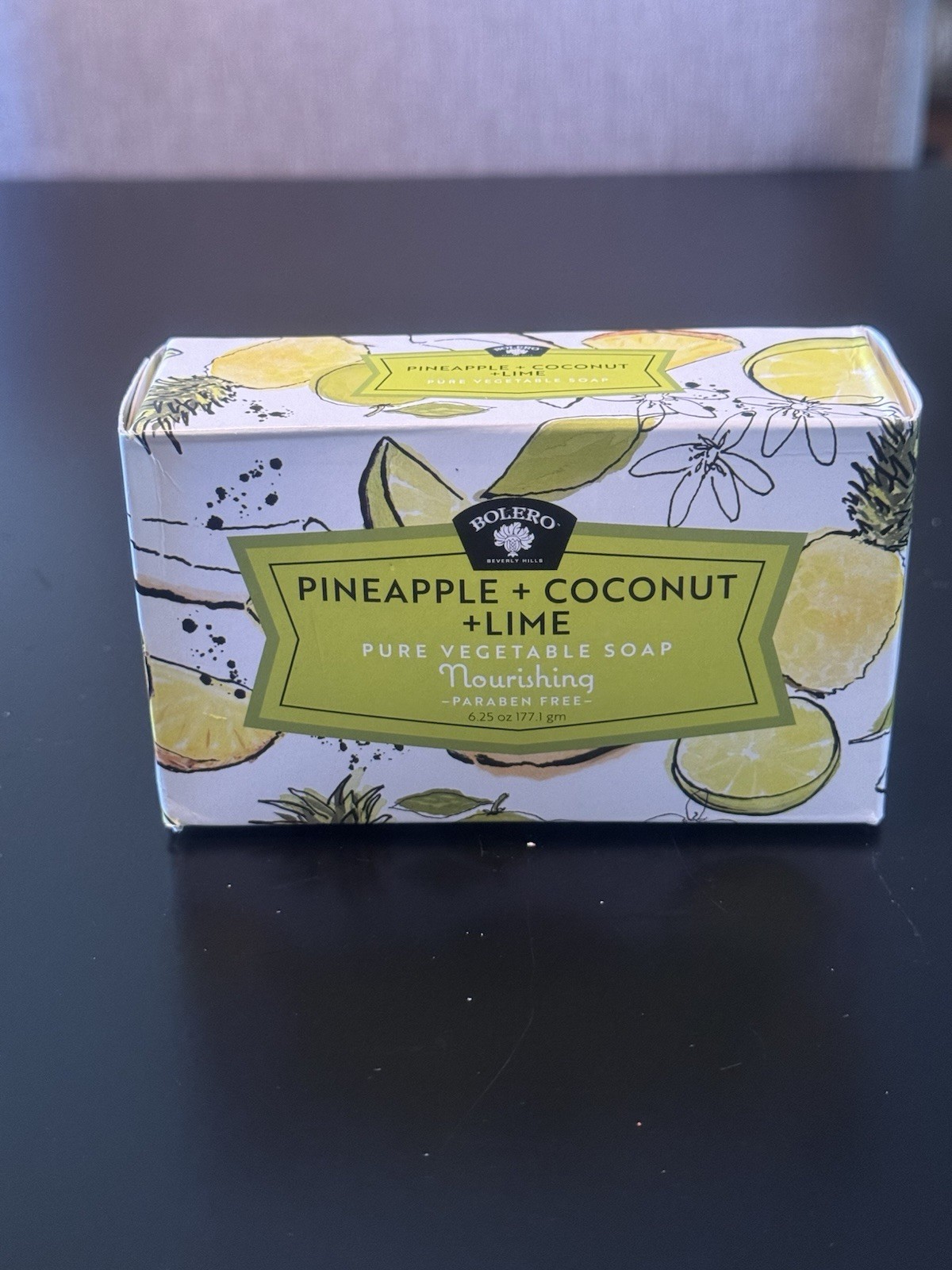 Bolero Pure Vegetable Soap Pineapple Coconut Lime Paraben-Free 6.25 oz
